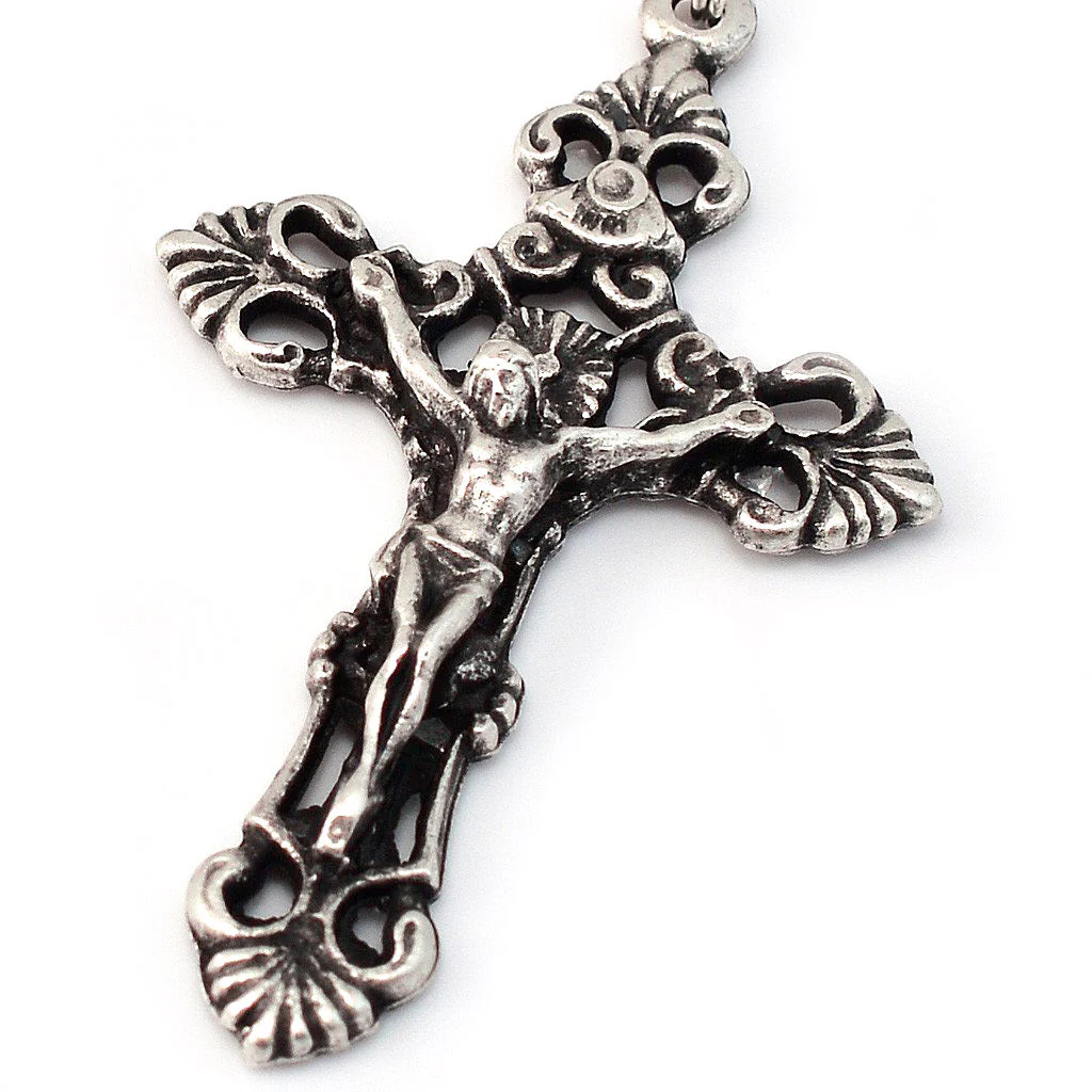 Annunciation Rosary, Silver & Peridot Bohemian Glass - Image 2