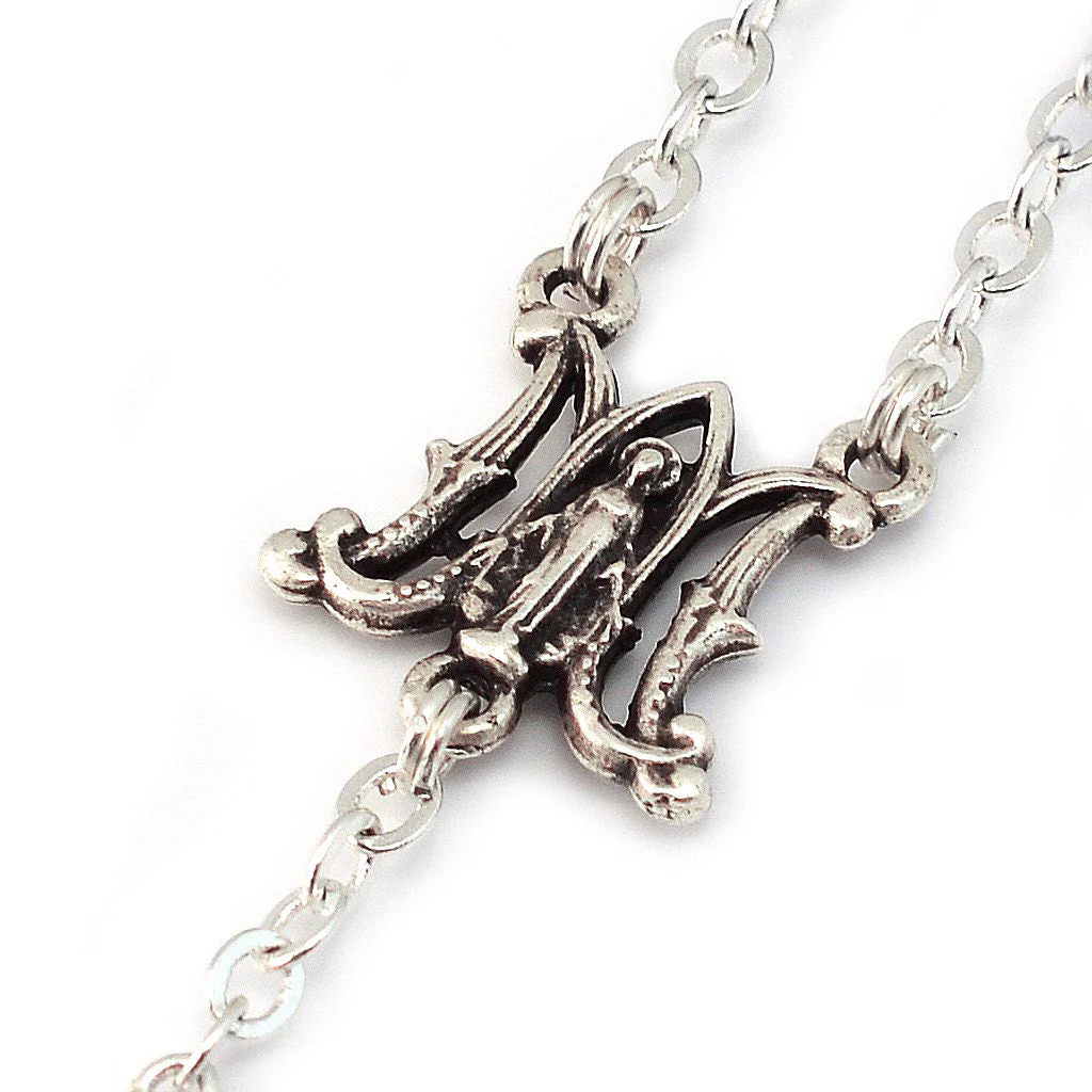 Annunciation Rosary, Silver & Aquamarine - Image 3