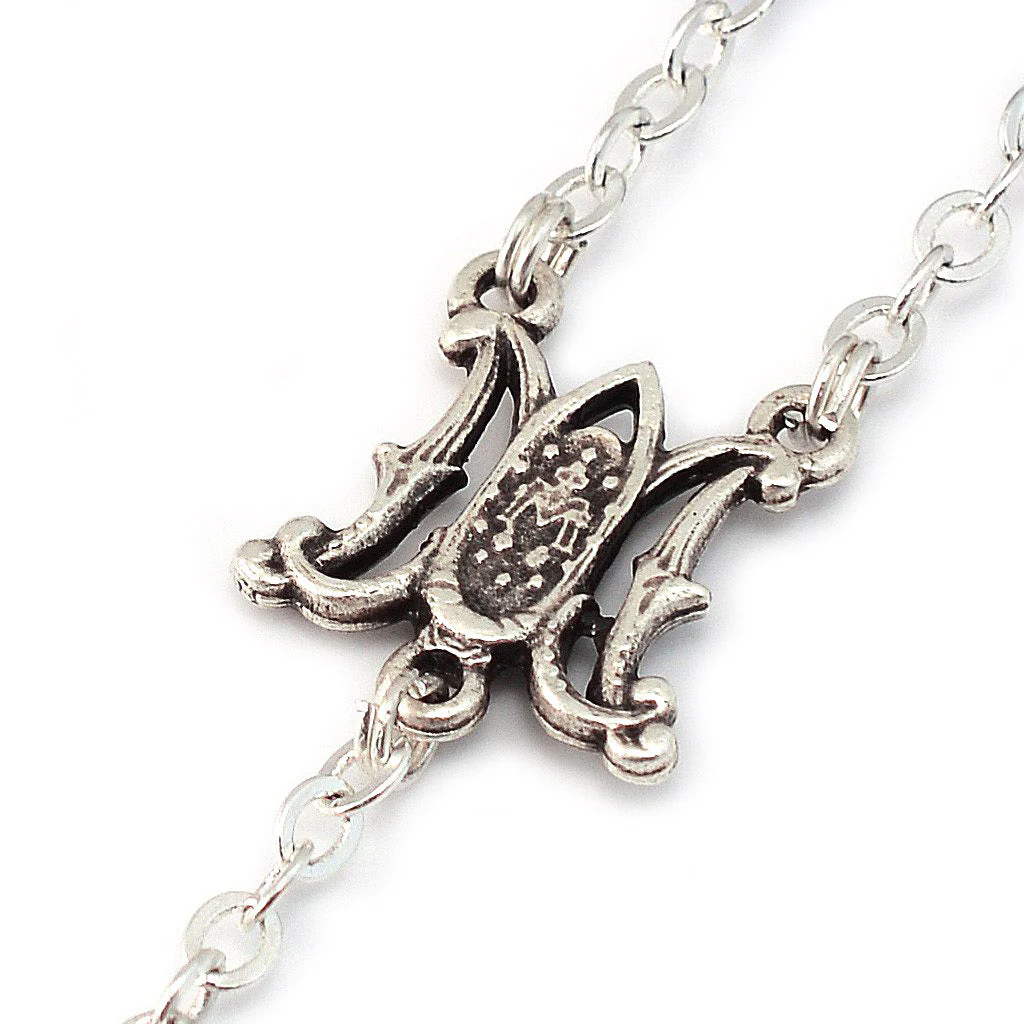 Annunciation Rosary, Silver & Aquamarine - Image 4