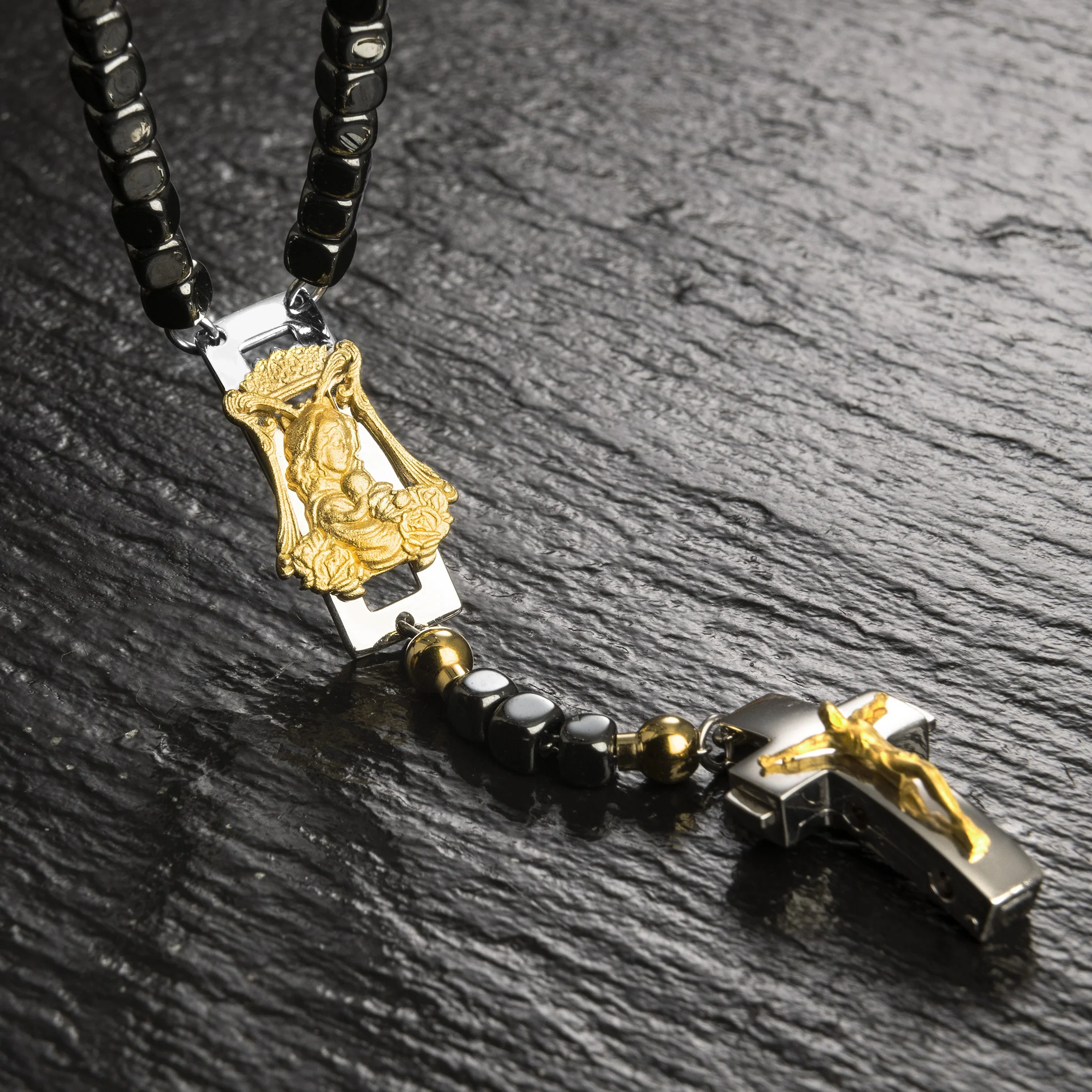 DEVOTIONAL ROSALET® - SQUARE POLISHED HEMATITE BEADS - Image 42