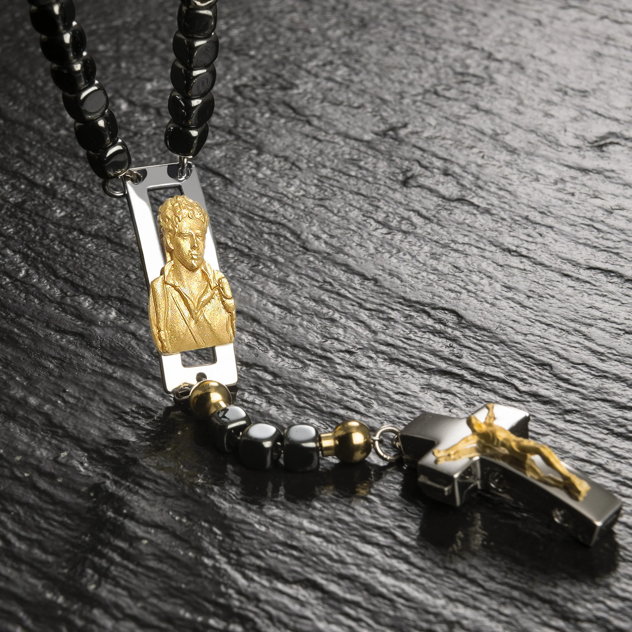 DEVOTIONAL ROSALET® - SQUARE POLISHED HEMATITE BEADS - Image 45