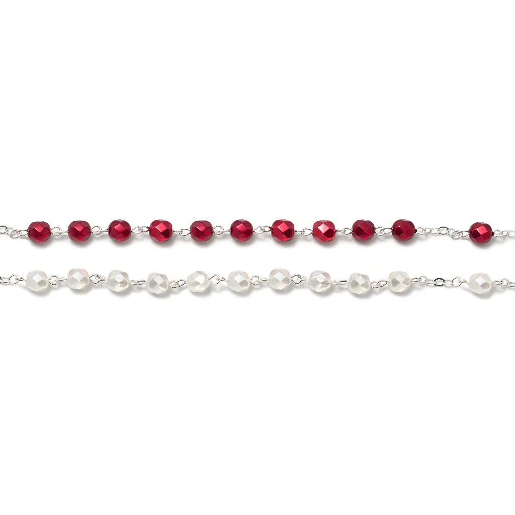 Merciful Jesus Divine Mercy Faceted Crimson & White Rosary - Image 6