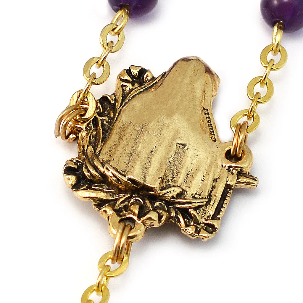 Fatima Lily Amethyst & Gold Rosary - Image 4