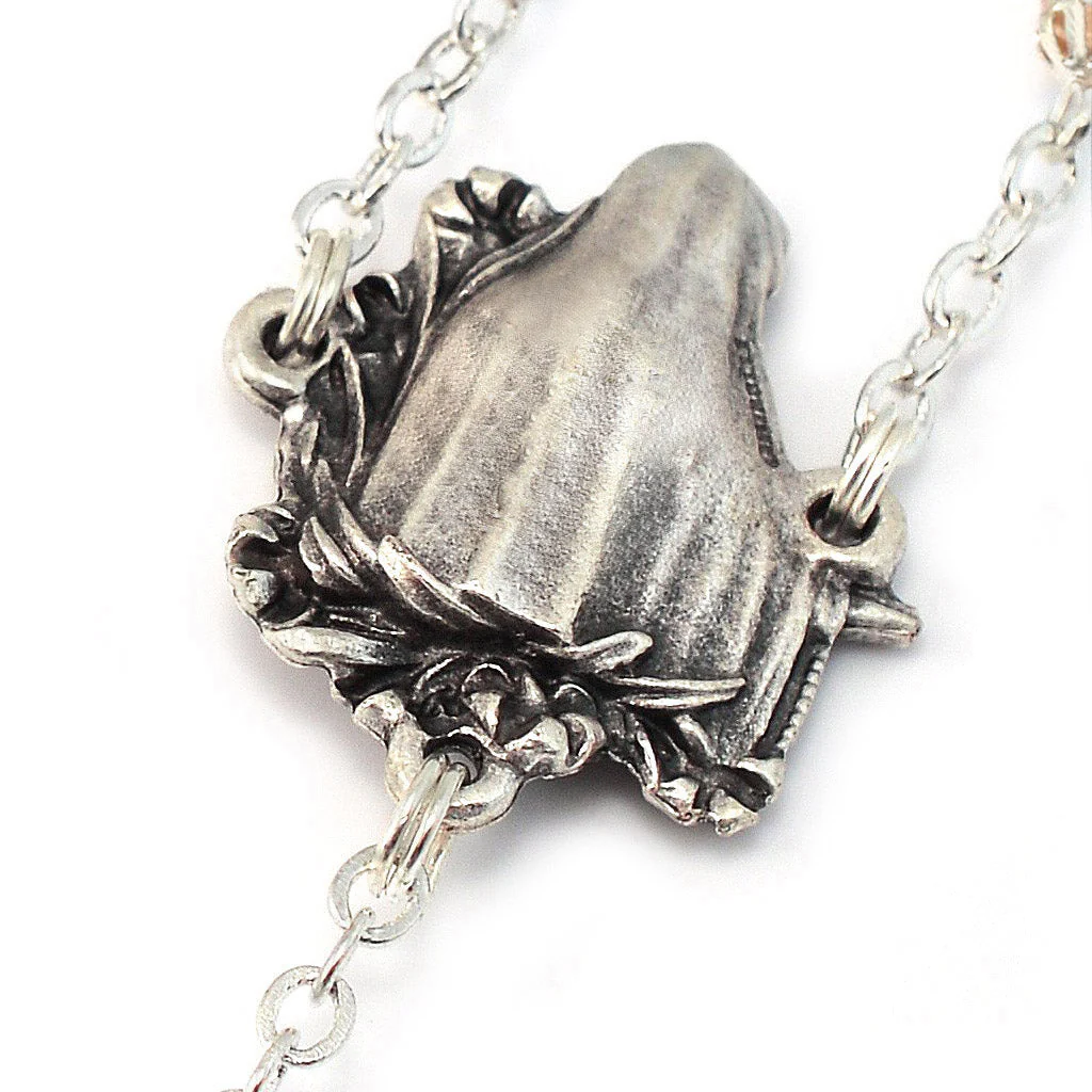 Fatima Lily Blush & Silver Rosary - Image 4