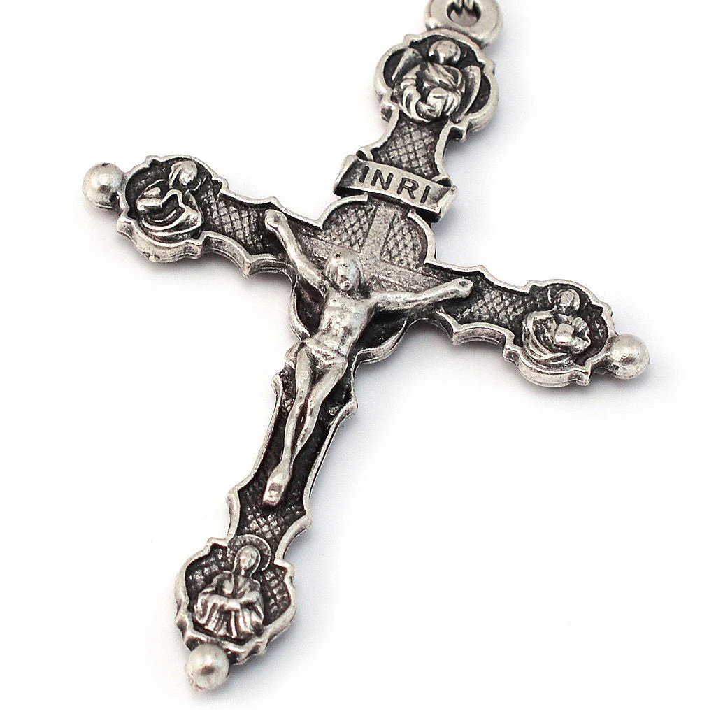 Fatima Lily Crimson & Silver Rosary - Image 2