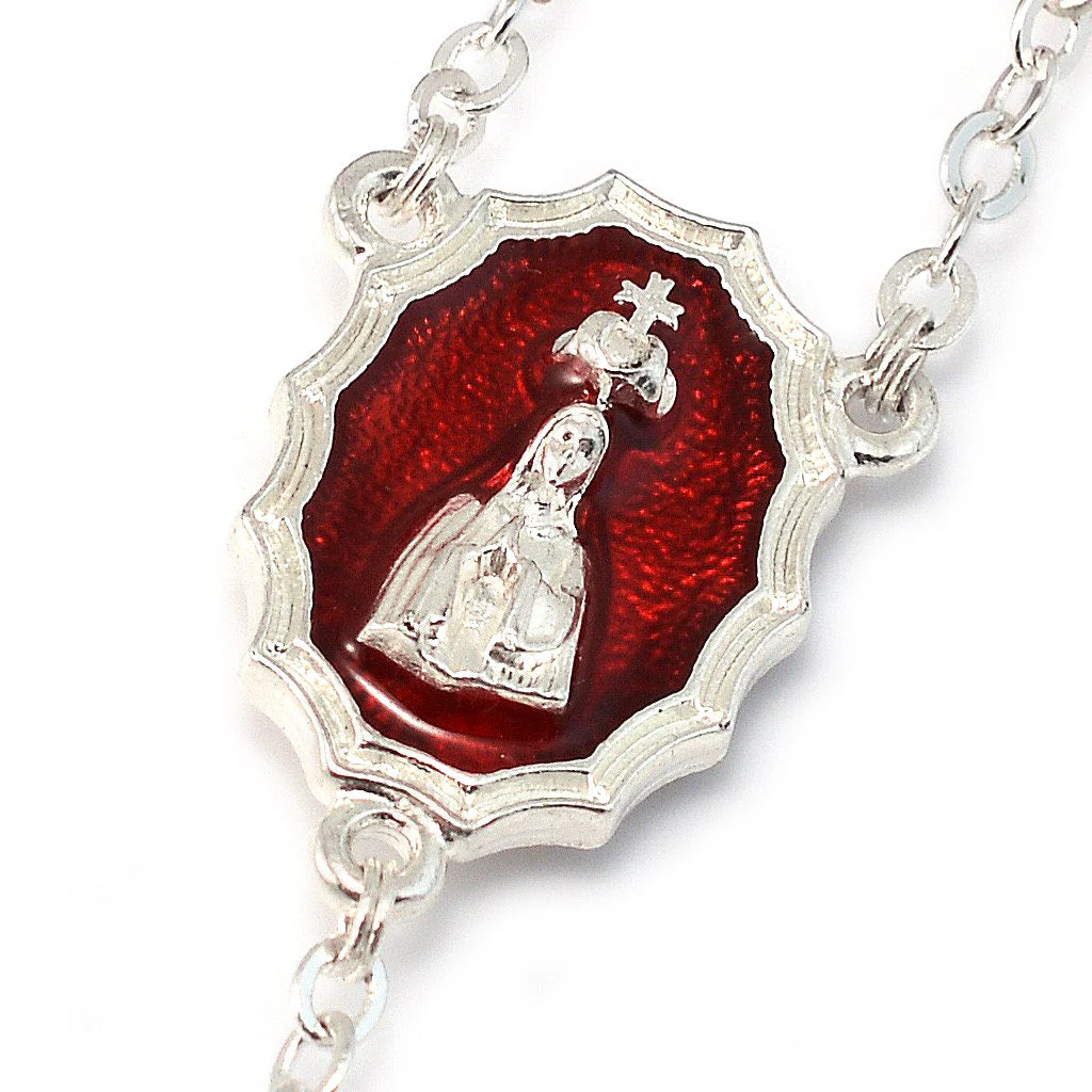 Fatima Crown, Hand Enameled & Silver Rosary - Image 3