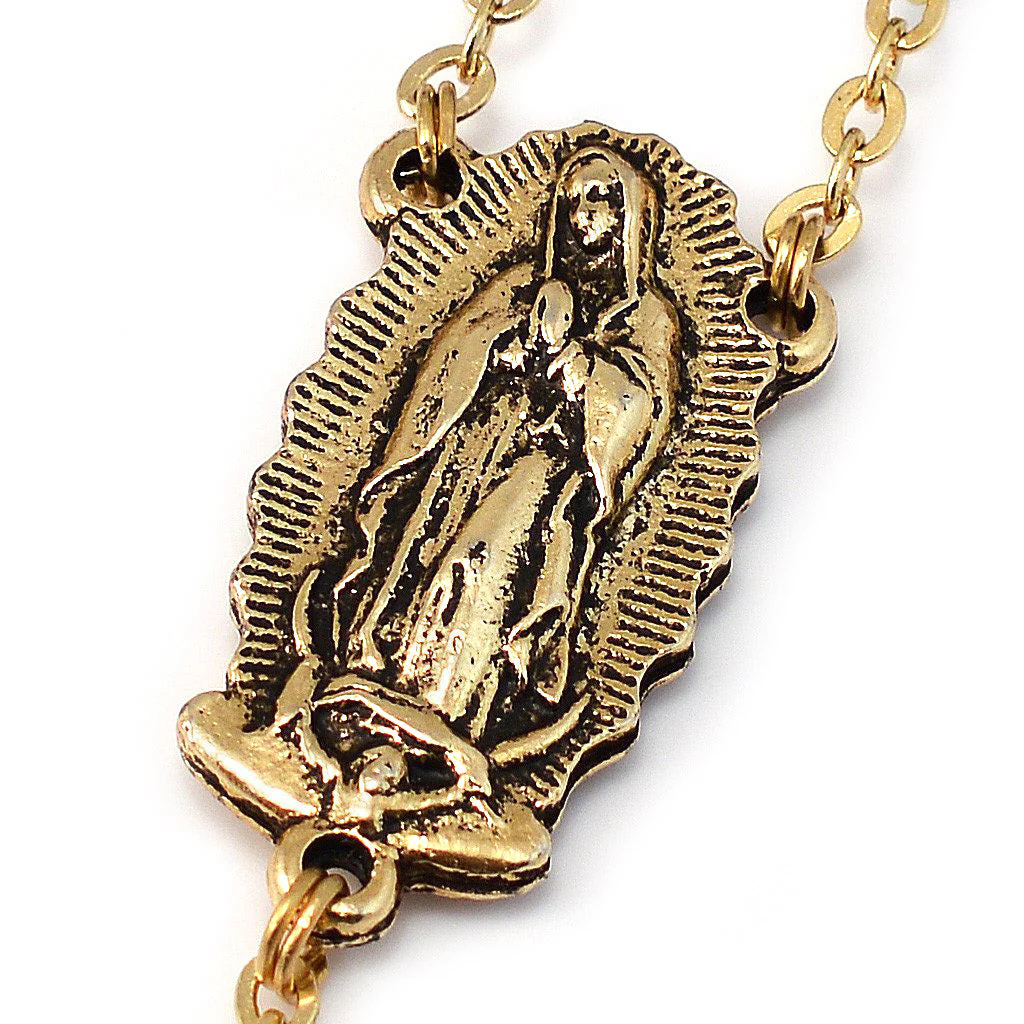 Our Lady of Guadalupe & Saint Juan Diego Gold Rosebud Rosary - Image 3