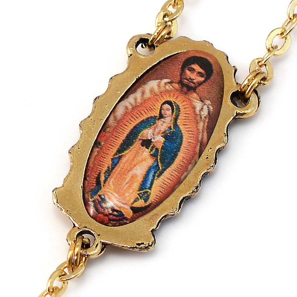 Our Lady of Guadalupe & Saint Juan Diego Gold Rosebud Rosary - Image 4