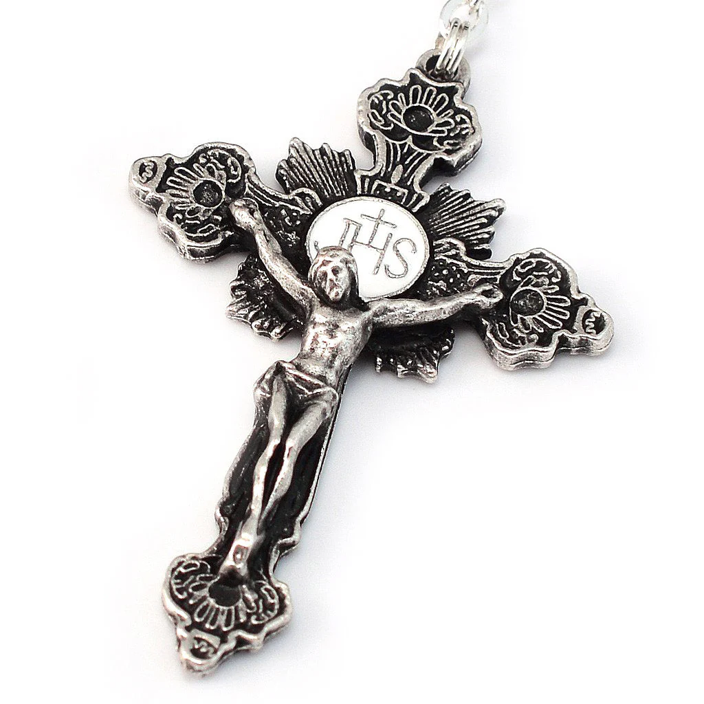 Holy Communion Pure White & Silver Rosary - Image 2