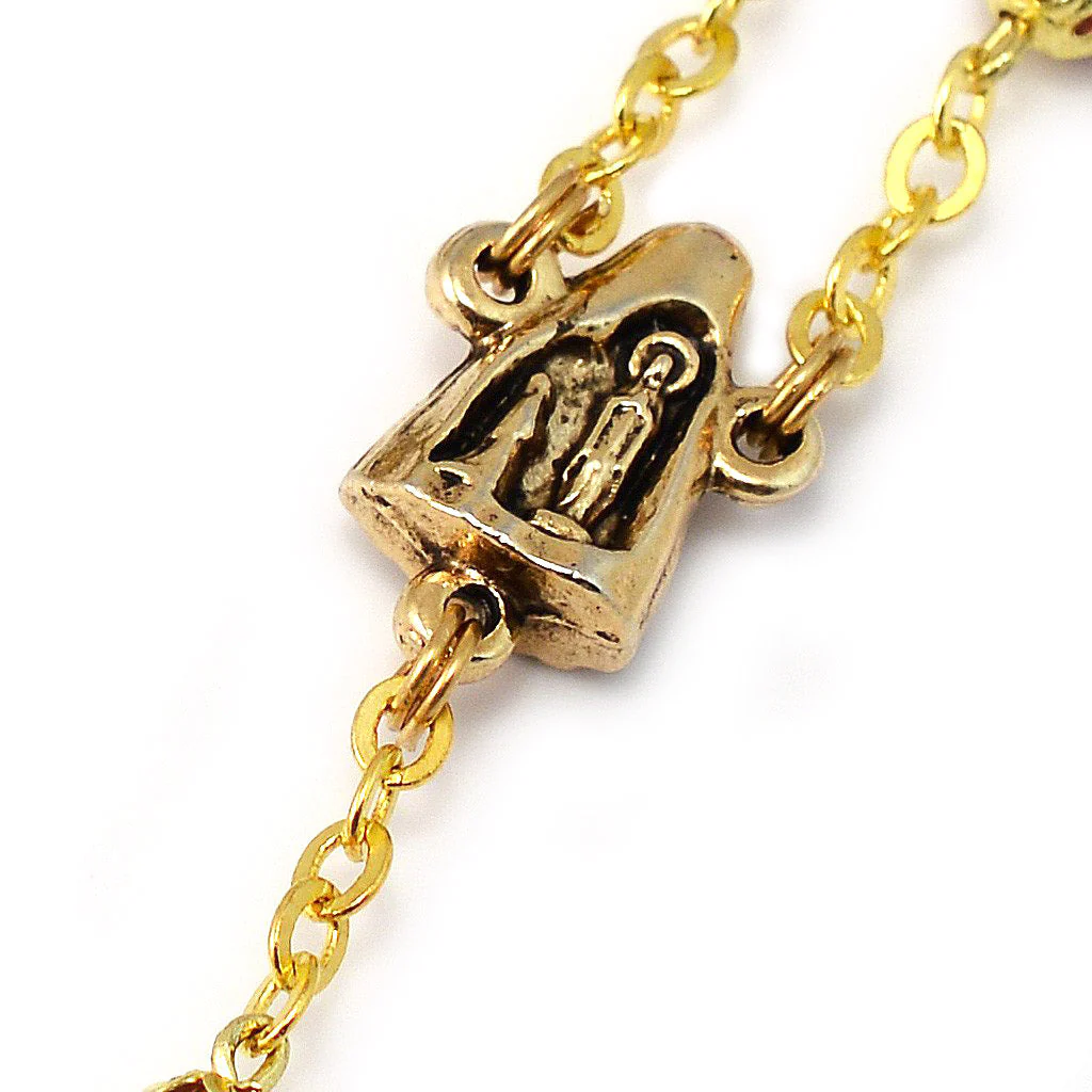 Lourdes Grotto Red Bohemian Glass & Gold Rosary - Image 4