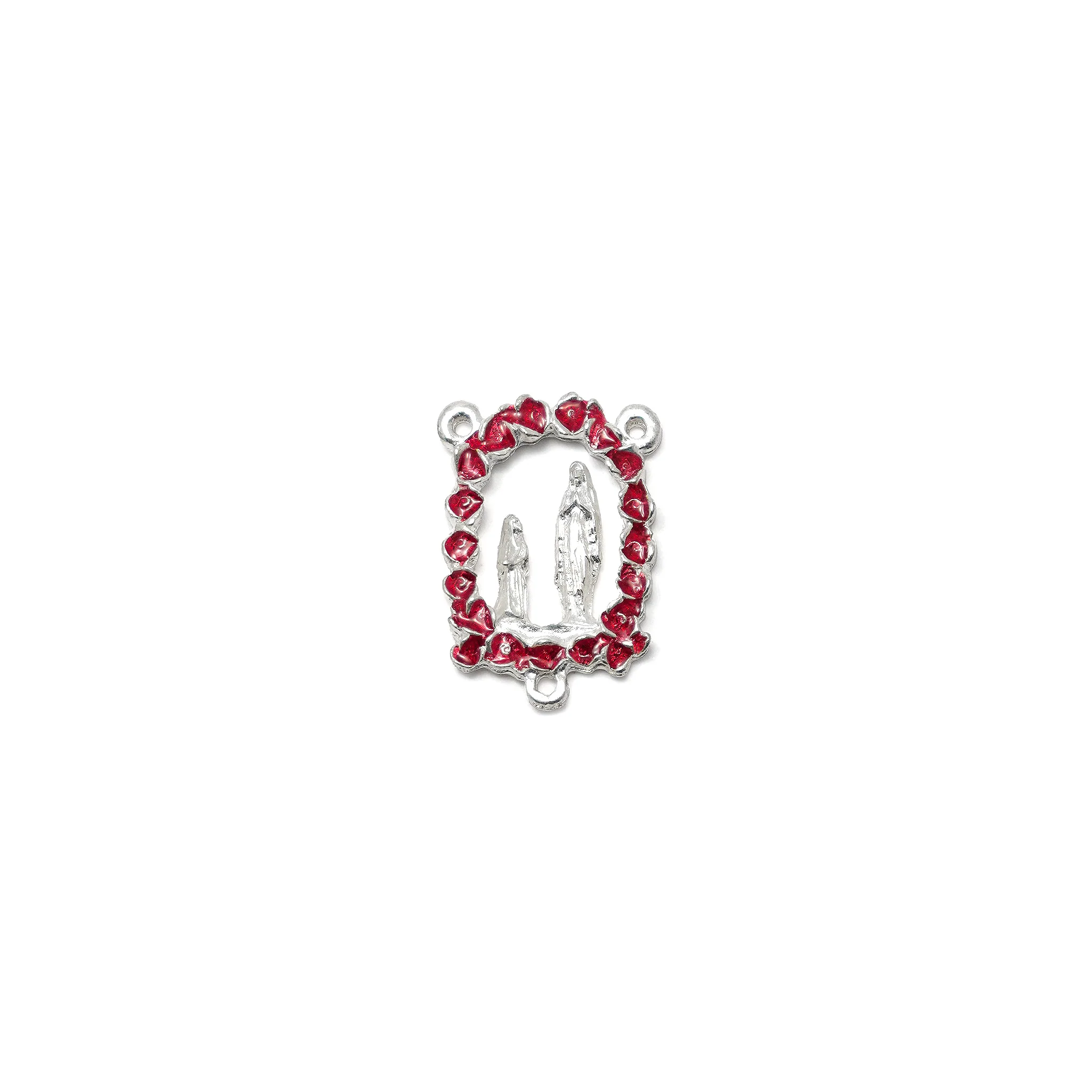 Lourdes Roses & Saint Bernadette Rosary with Pearl, Silver & Enameled - Image 4