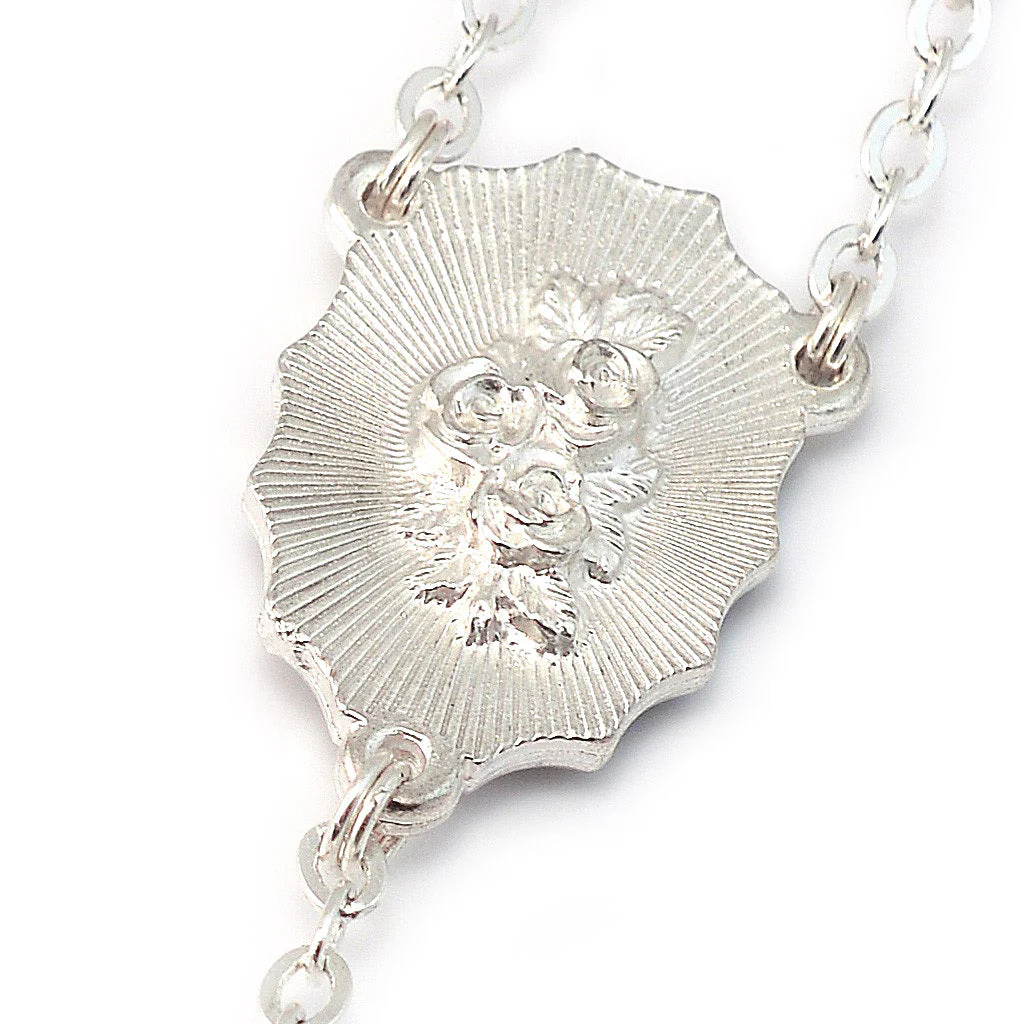 Lourdes Virgo Maria Roses Violet Two-Toned Glass Rosary - Image 4