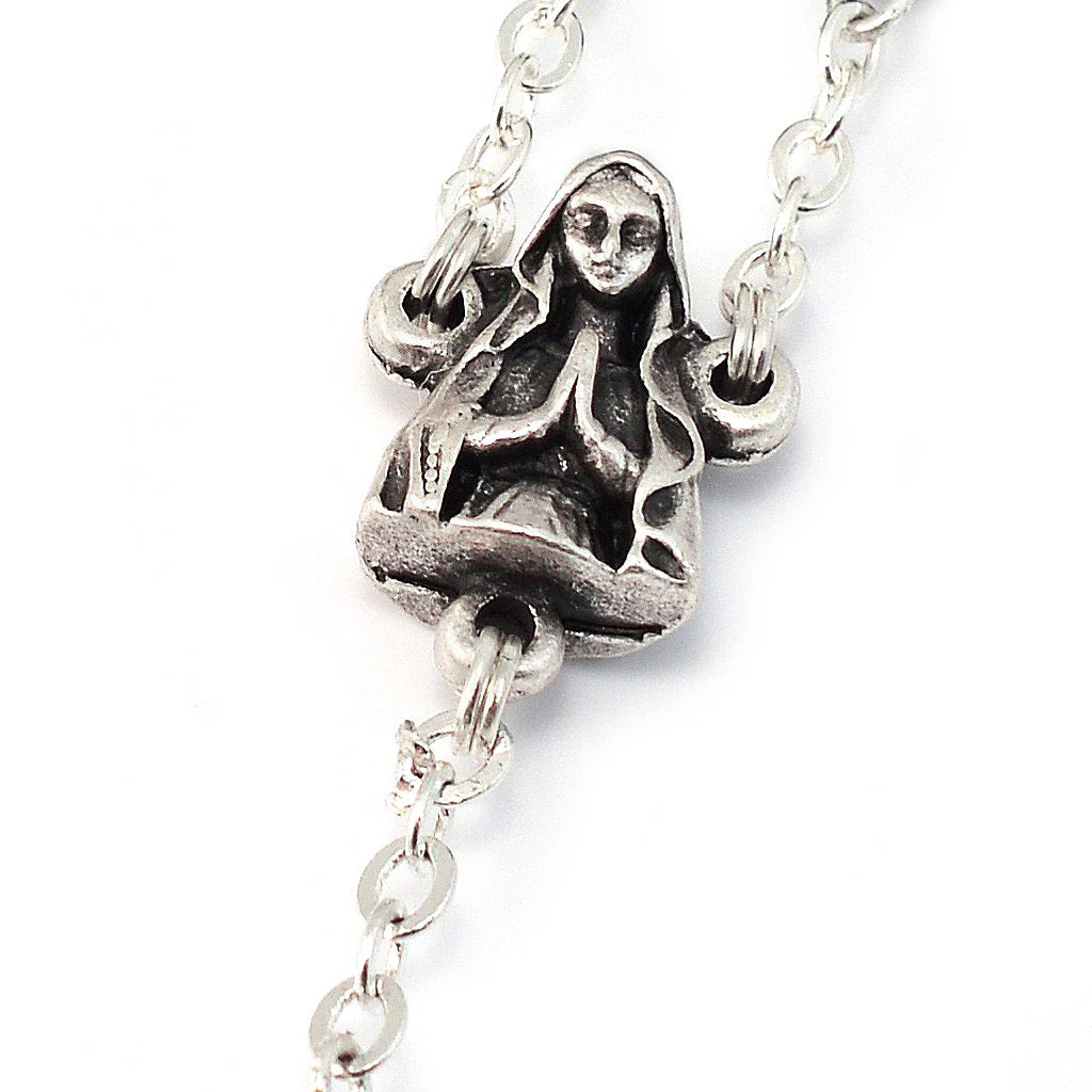 Lourdes Grotto Malachite & Silver Rosary - Image 3
