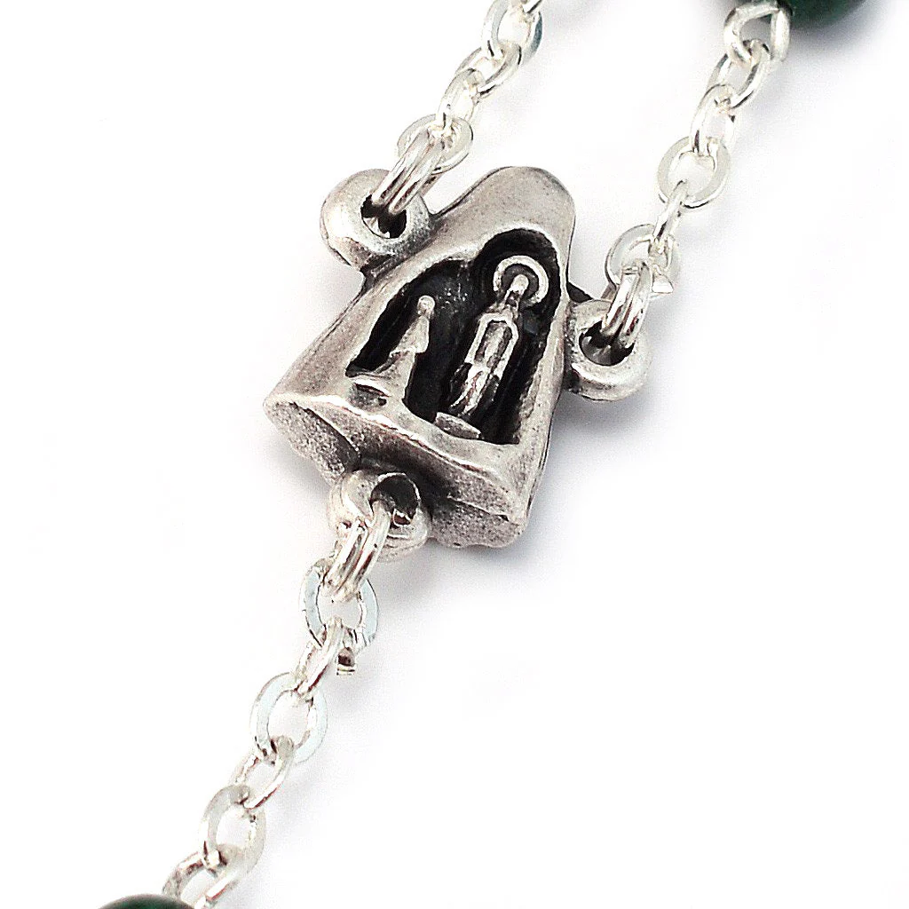 Lourdes Grotto Malachite & Silver Rosary - Image 4