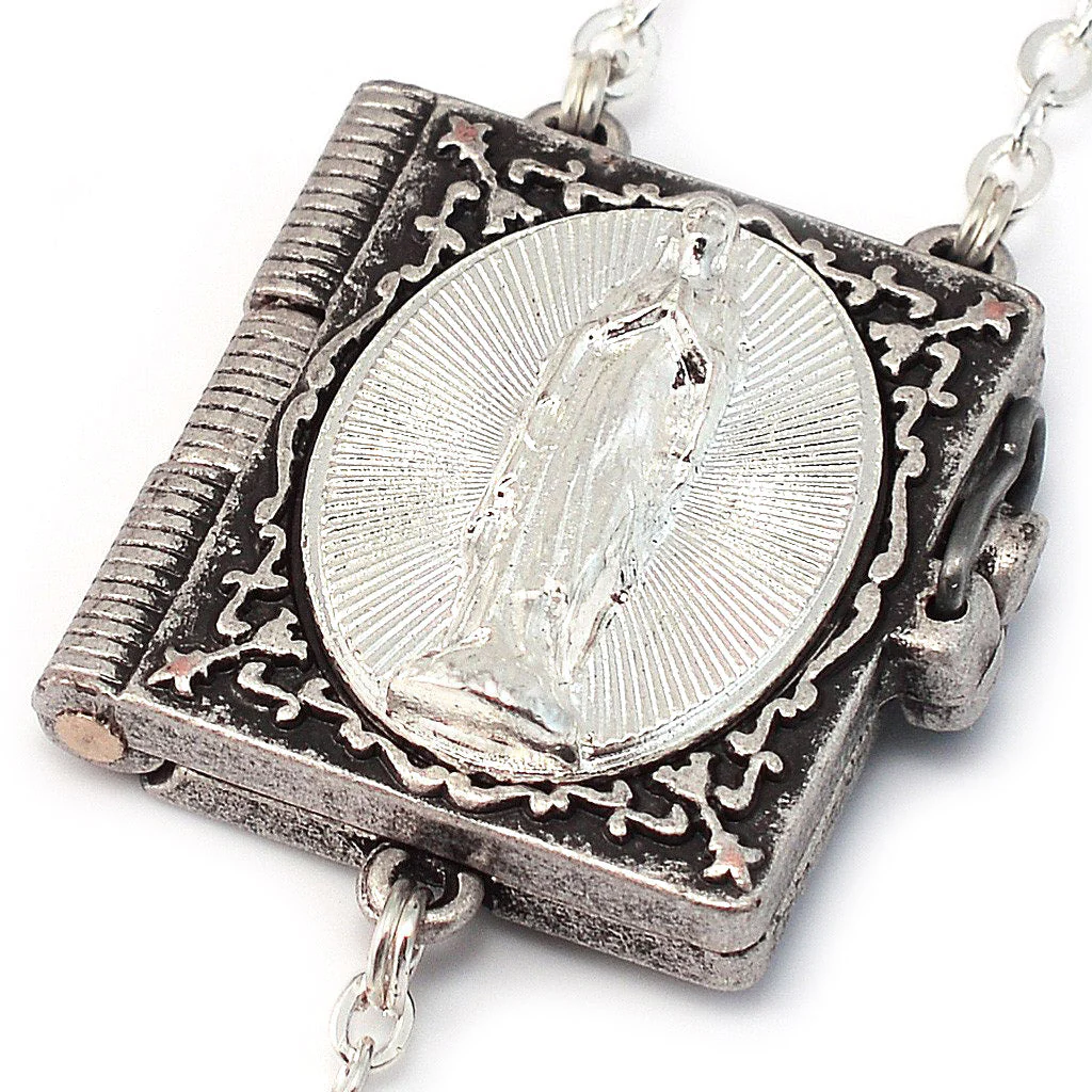 Lourdes Mysteries Booklet Blue & Silver Rosary - Image 3