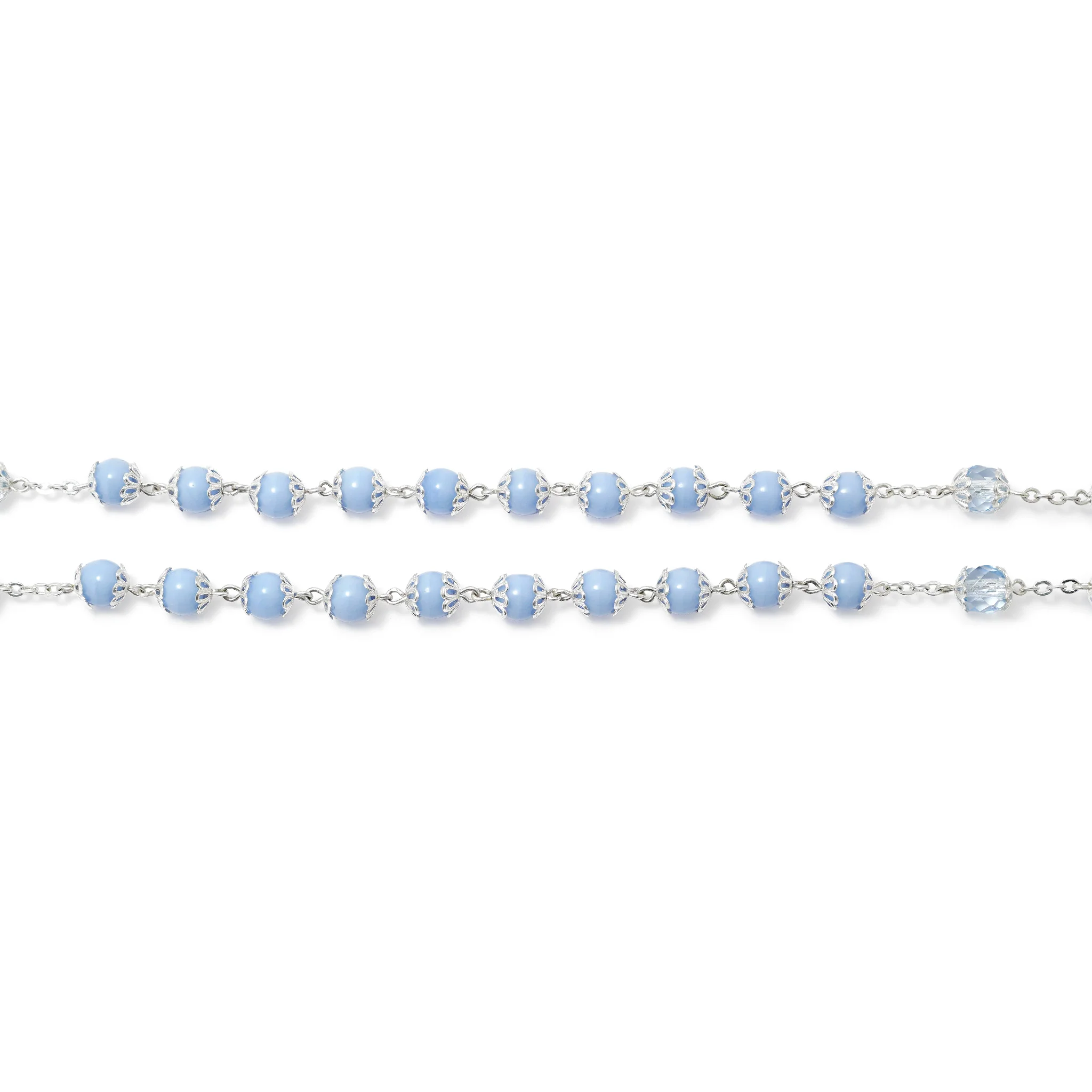 Mary's Motherly Love Collection Sky & Nickel Rosary with Silver Caps - Image 5
