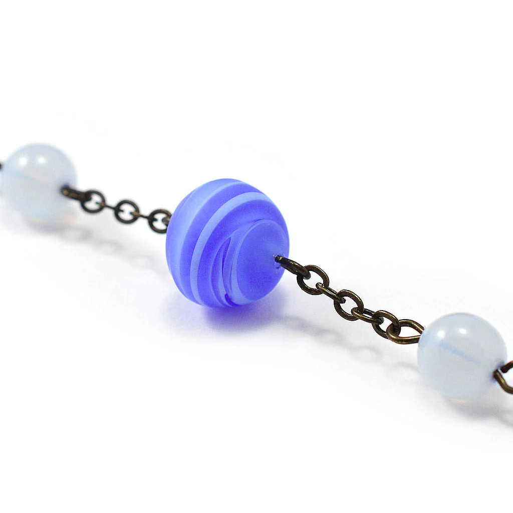 Medjugorje Queen of Peace Rosary with Genuine Murano Bead, Blue - Image 6