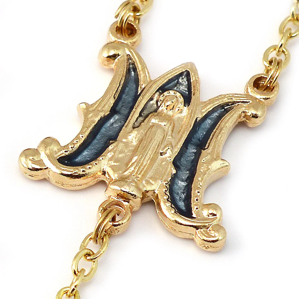 Miraculous Medal Gold Enamel Rosary - Image 3
