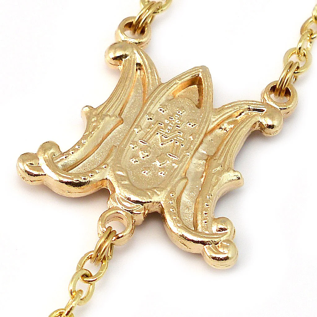 Miraculous Medal Gold Enamel Rosary - Image 4