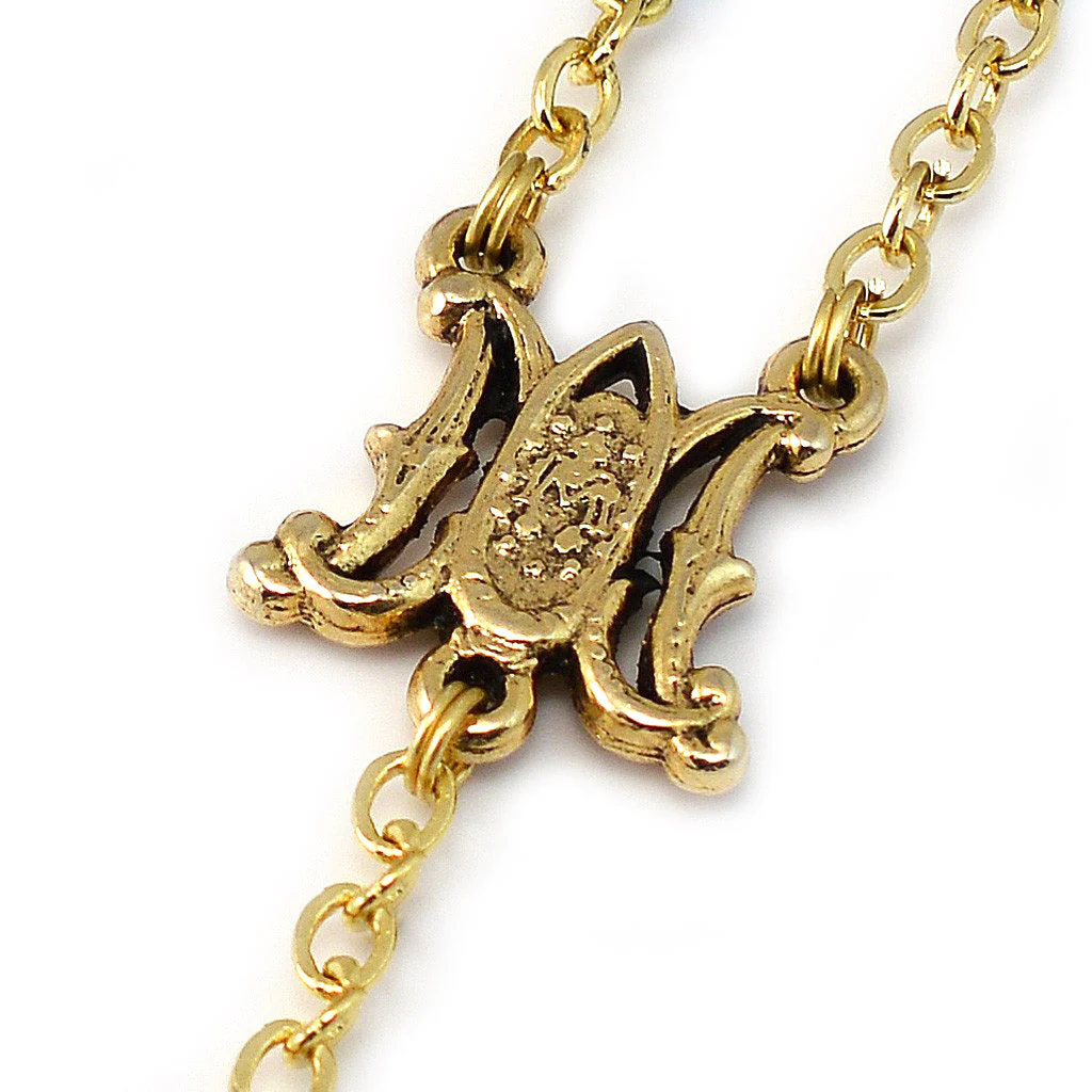 Miraculous Medal Floral Glass Rosary - Image 4