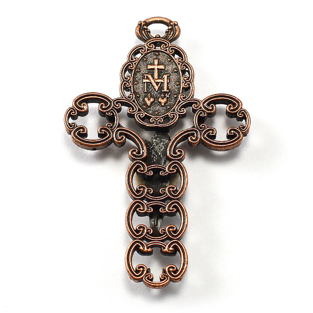 Miraculous Medal Rosary in Antique Copper - Image 3