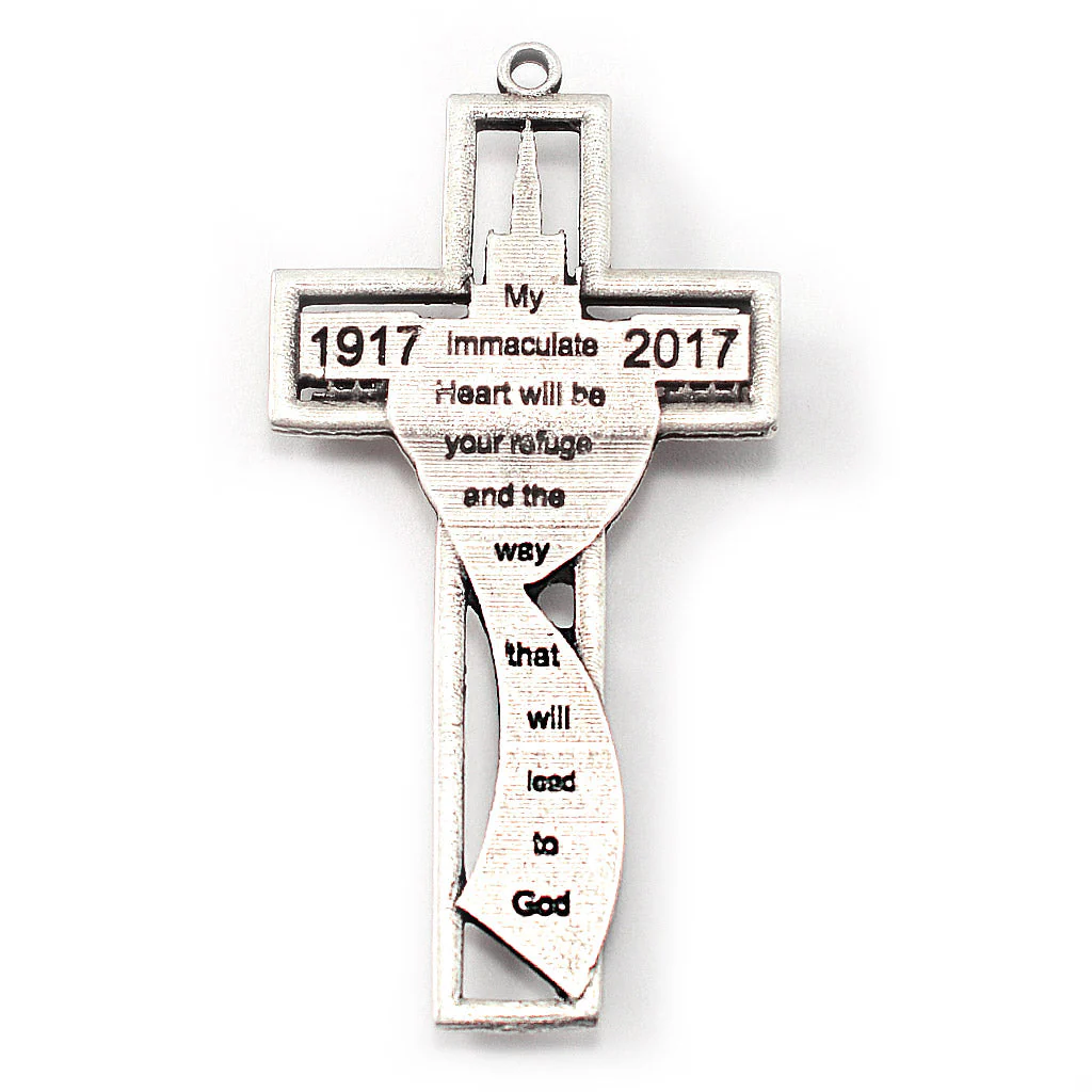 Our Lady of Fatima Rosary with Amethyst Glass Beads & Silver - Image 3
