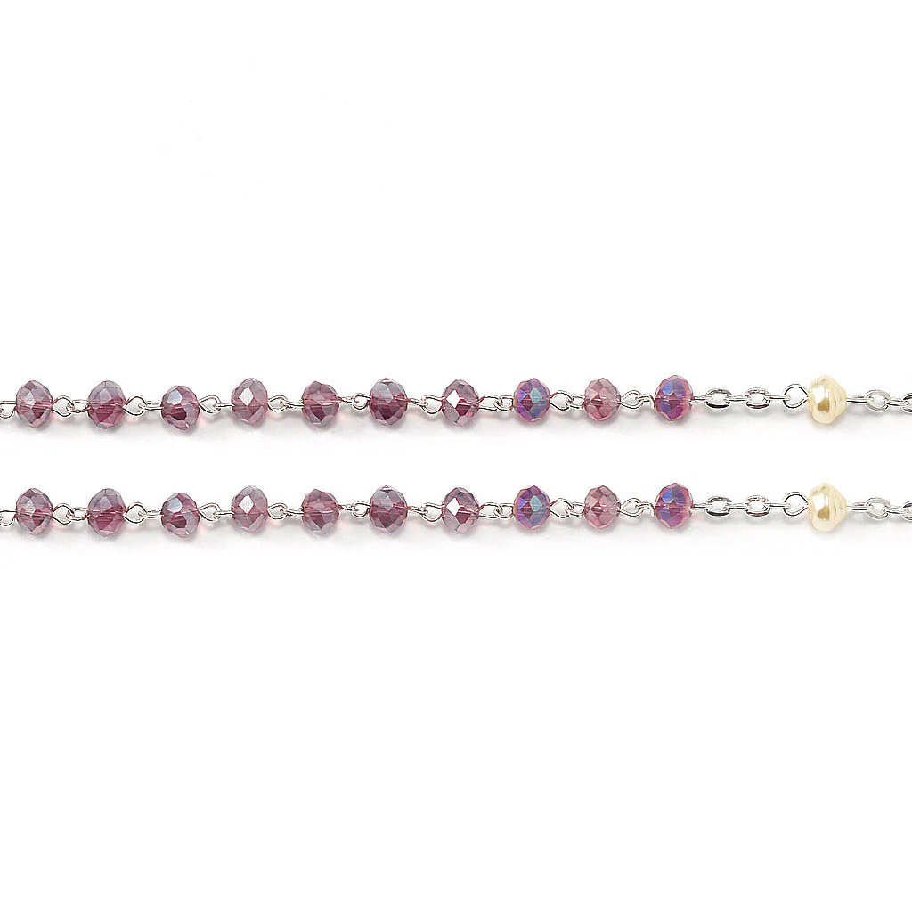 Our Lady of Fatima Rosary with Amethyst Glass Beads & Silver - Image 7