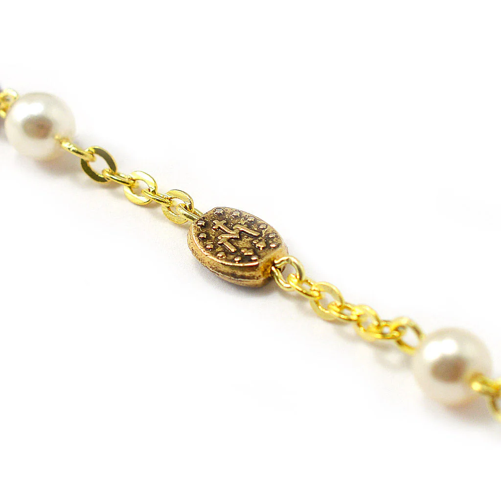 Our Lady of the Miraculous Medal Rosary in Burgundy & Antique Gold - Image 6