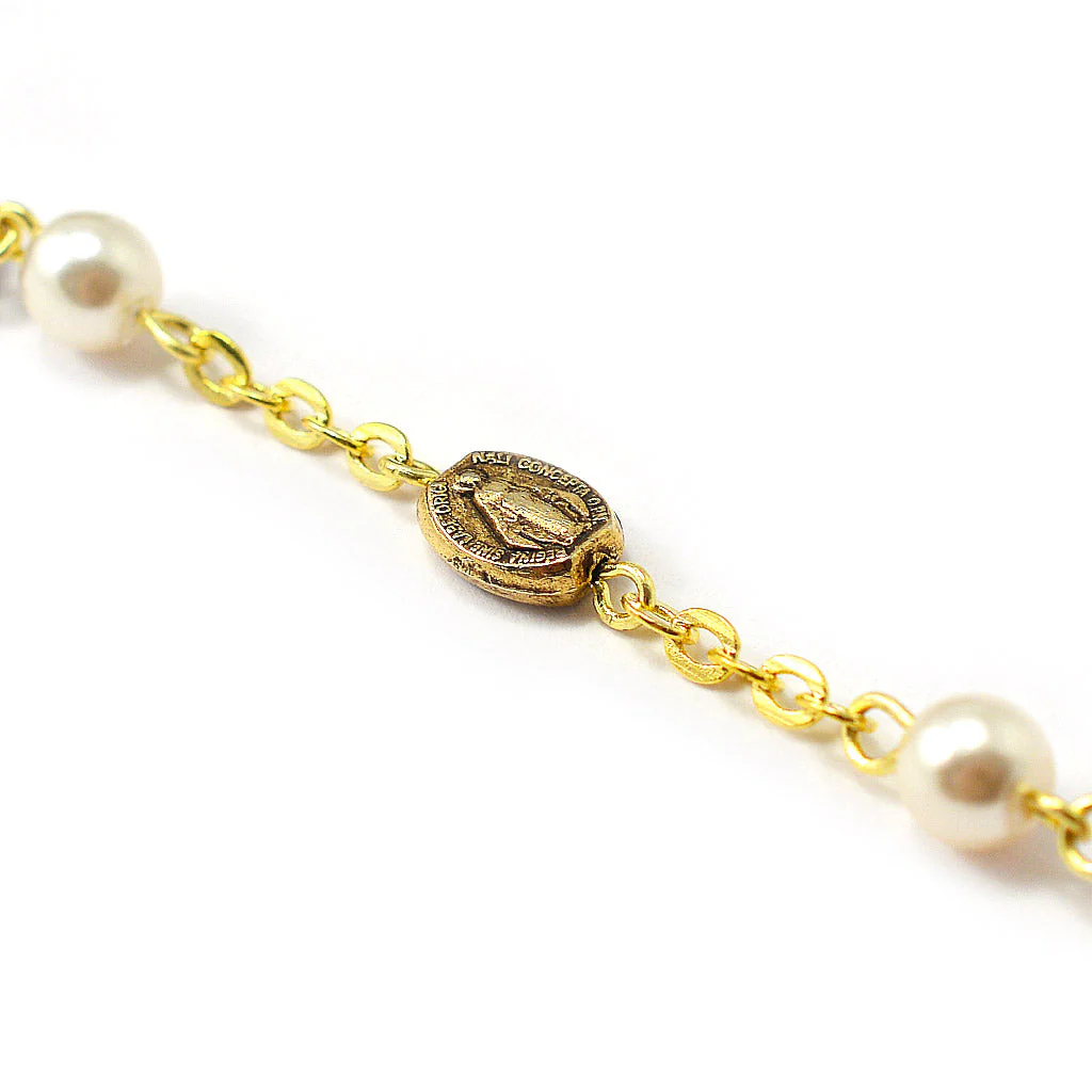 Our Lady of the Miraculous Medal Rosary in Burgundy & Antique Gold - Image 7