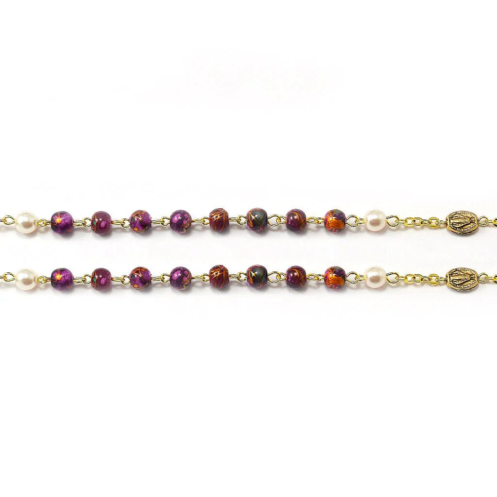 Our Lady of the Miraculous Medal Rosary in Burgundy & Antique Gold - Image 8