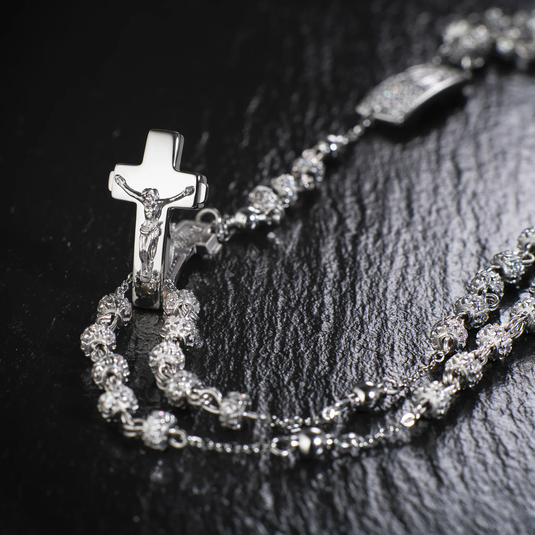 Rosalet® Necklace with Fully Pavé Rhodium Beads & Sterling Silver - Image 3