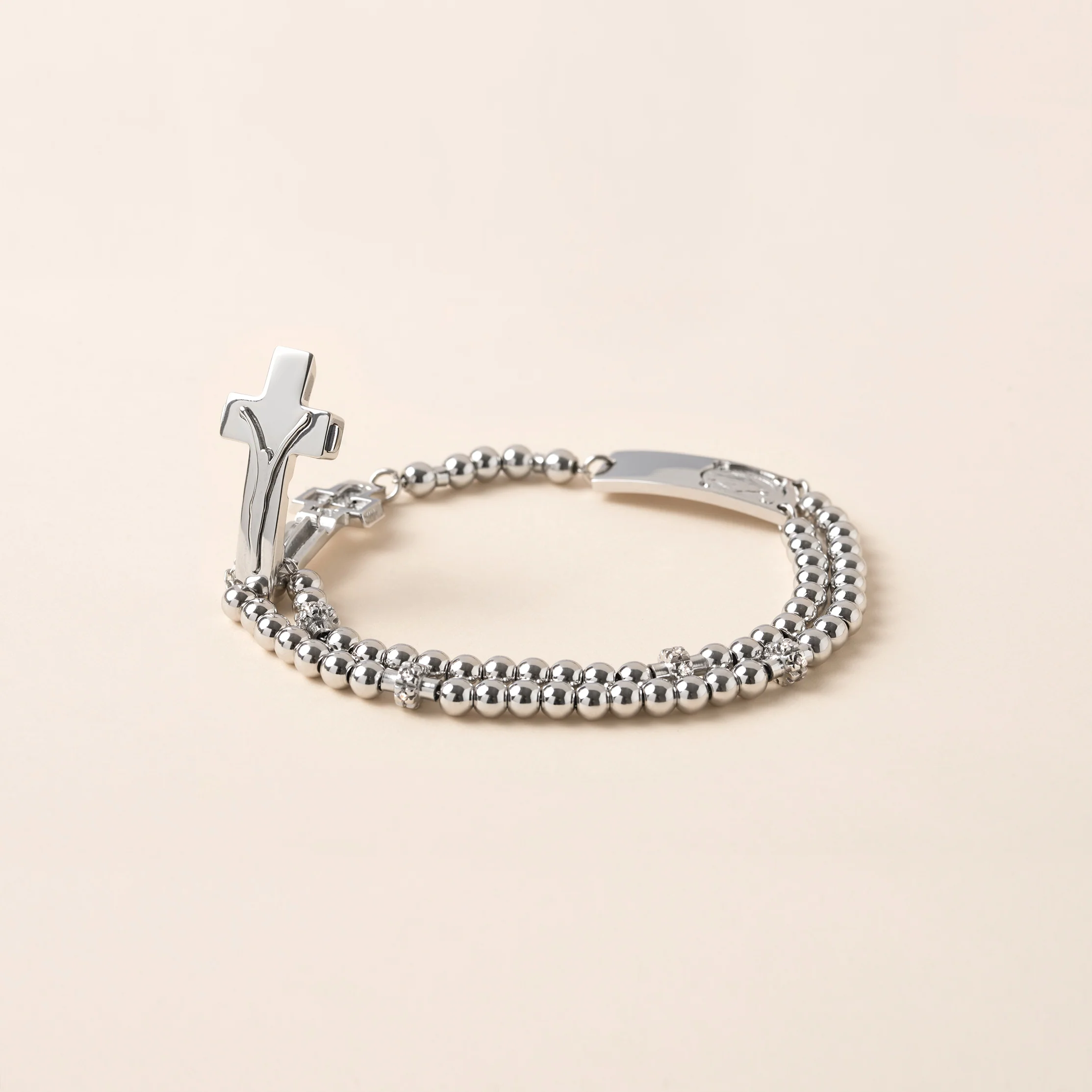 ROSALET® ROUND RHODIUM BEADS, STERLING SILVER & PAVE PATER, MODERN - Image 3