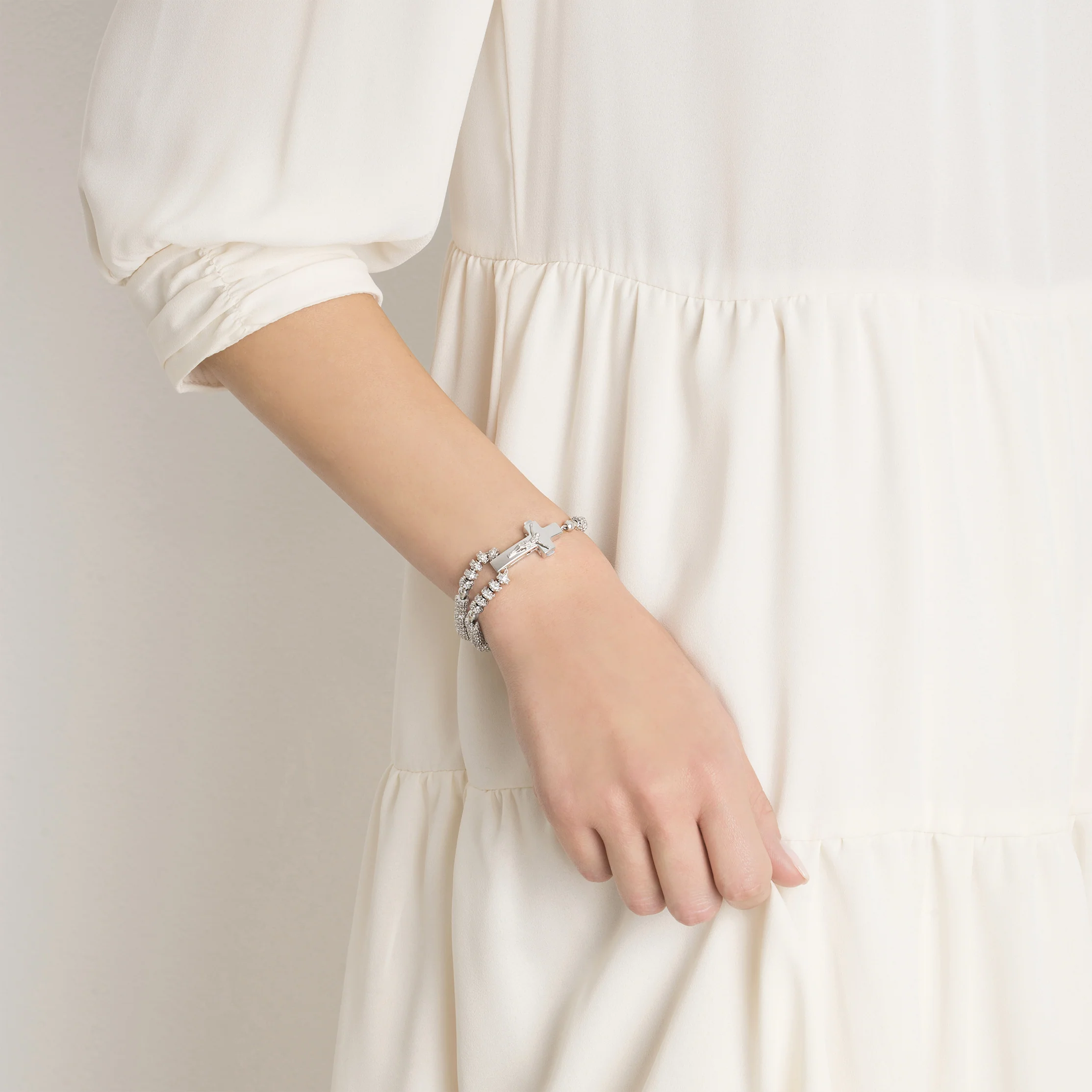 ROSALET® FULLY PAVE RHODIUM BEADS , STERLING SILVER & ROUND PATER, TRADITIONAL - Image 7