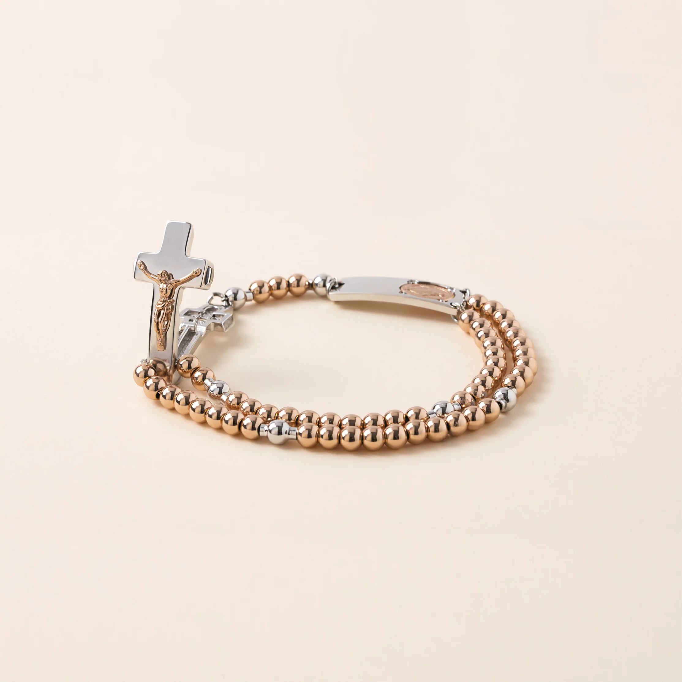 ROSALET® ROSE GOLD BEADS, STERLING SILVER & ROUND PATER, TRADITIONAL - Image 3