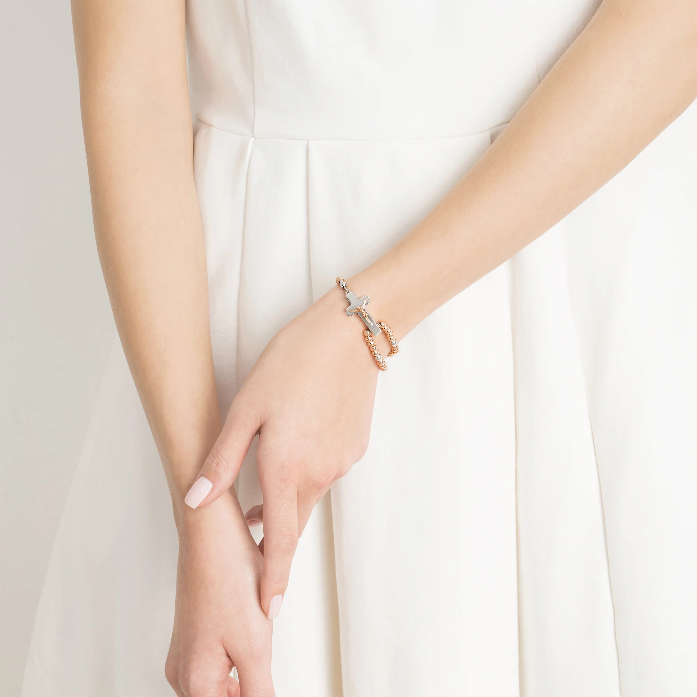 ROSALET® ROSE GOLD BEADS, STERLING SILVER & ROUND PATER, TRADITIONAL - Image 4