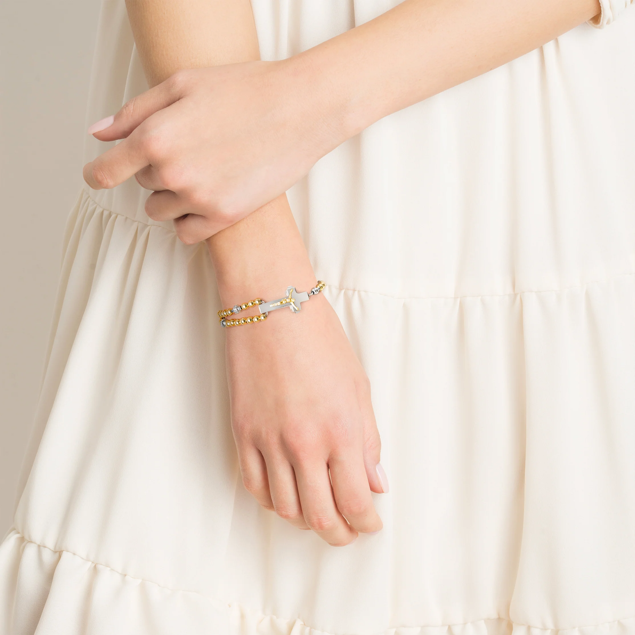 ROSALET® ROUND GOLD BEADS, STERLING SILVER & PAVE PATER, TRADITIONAL - Image 4