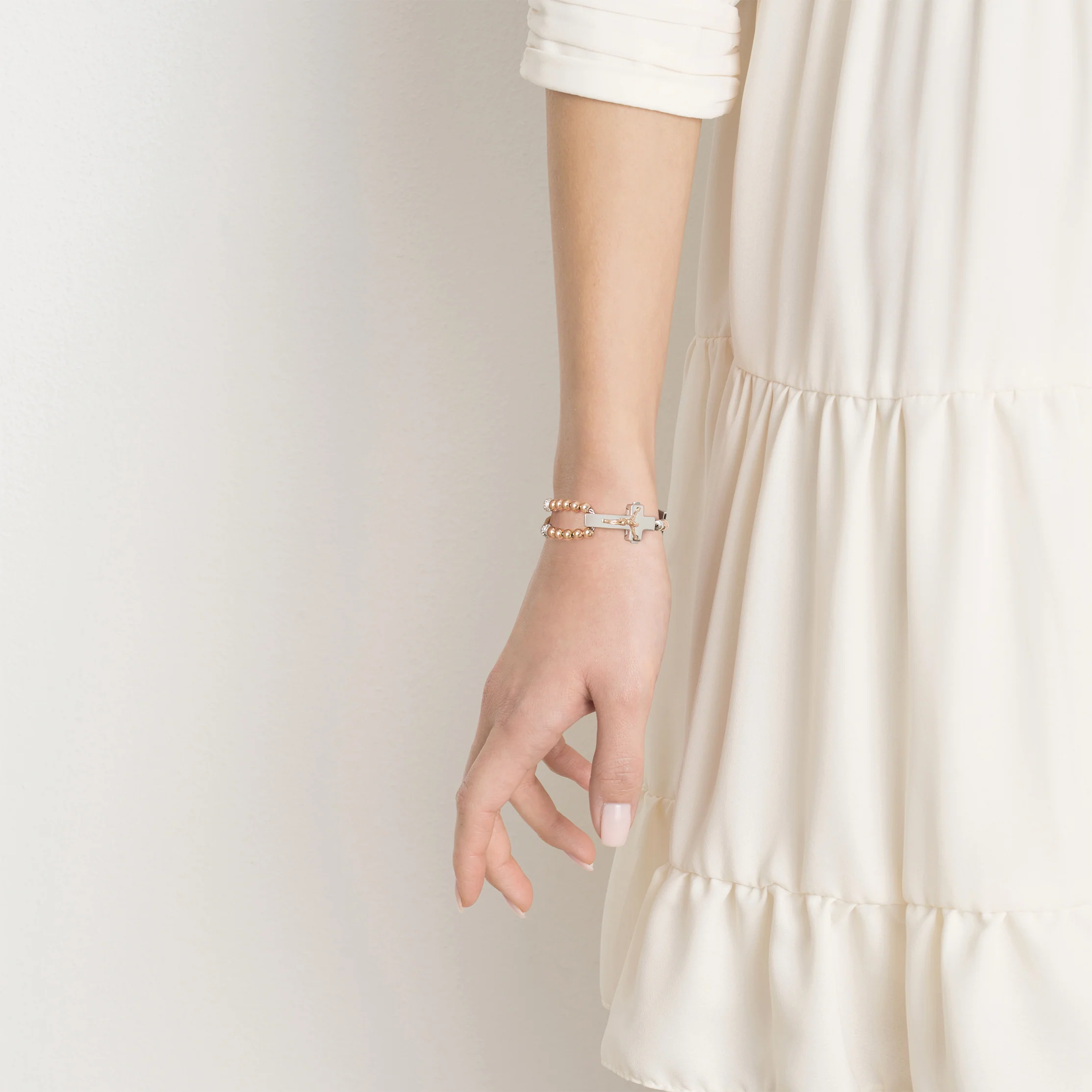ROSALET® ROUND ROSE GOLD BEADS, STERLING SILVER & PAVE PATER, TRADITIONAL - Image 4
