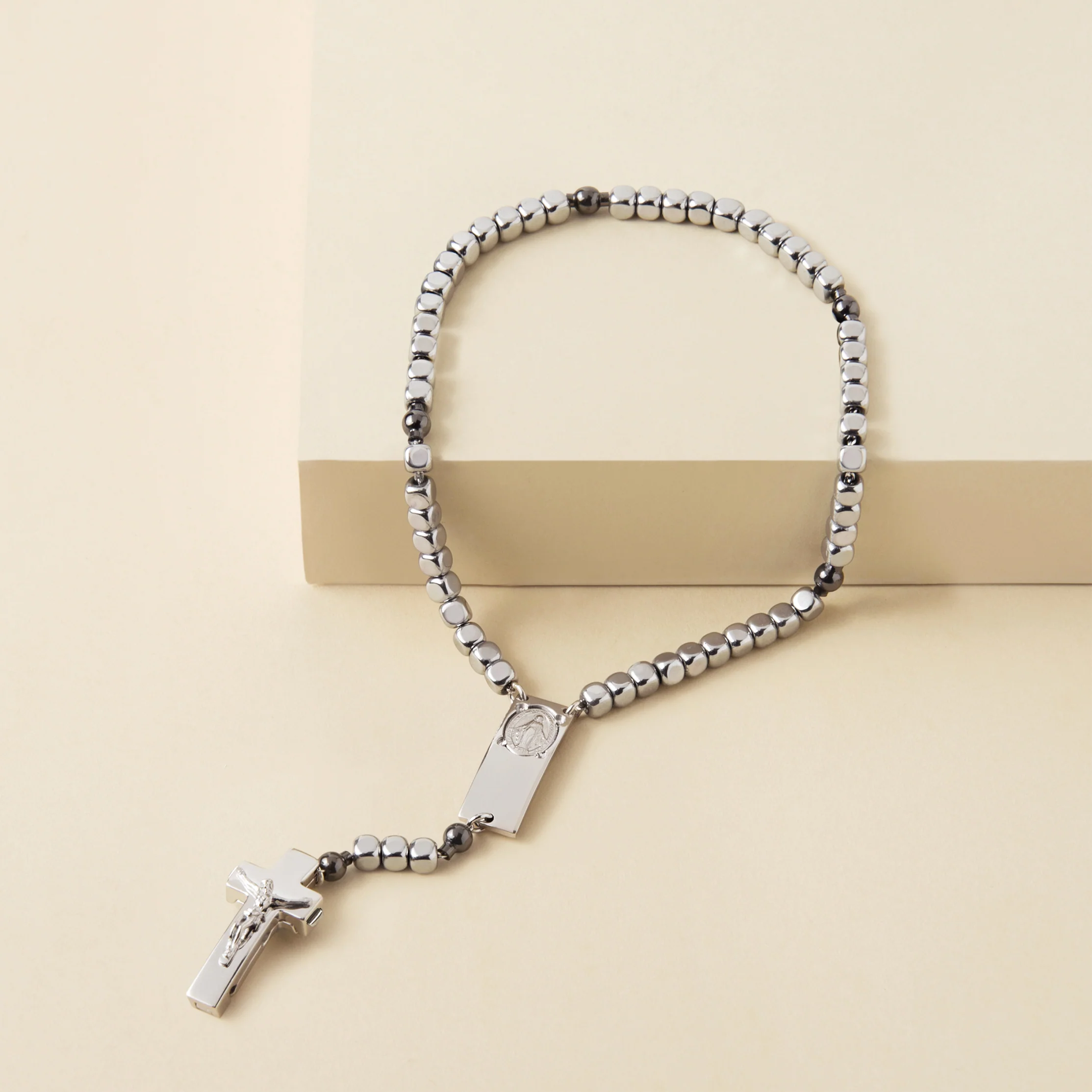 ROSALET® SQUARE RHODIUM BEADS, STERLING SILVER & DARK RUTHENIUM PATER, TRADITIONAL - Image 3