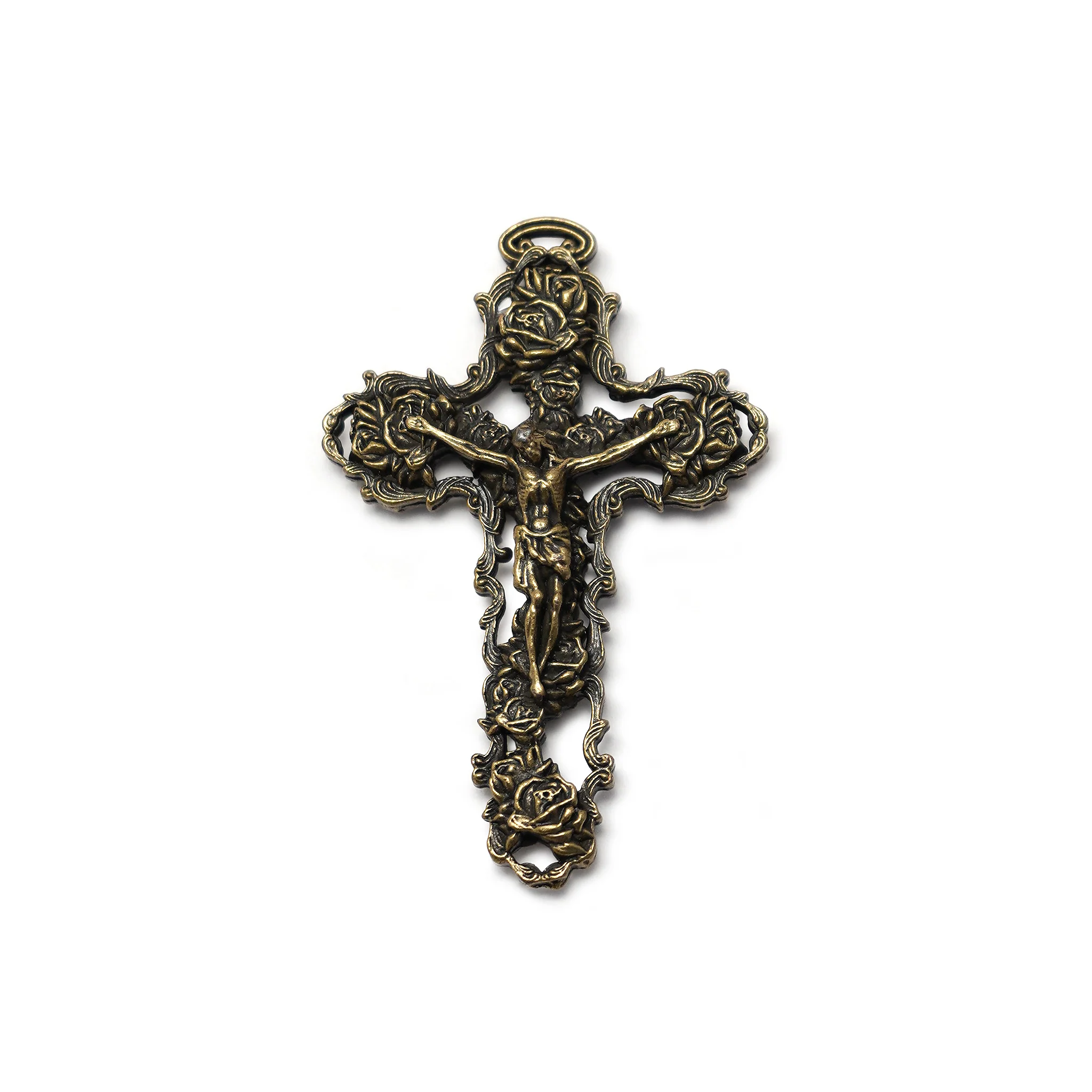 Madonna Roses in Bronze with White Murano Glass Rosary - Image 2