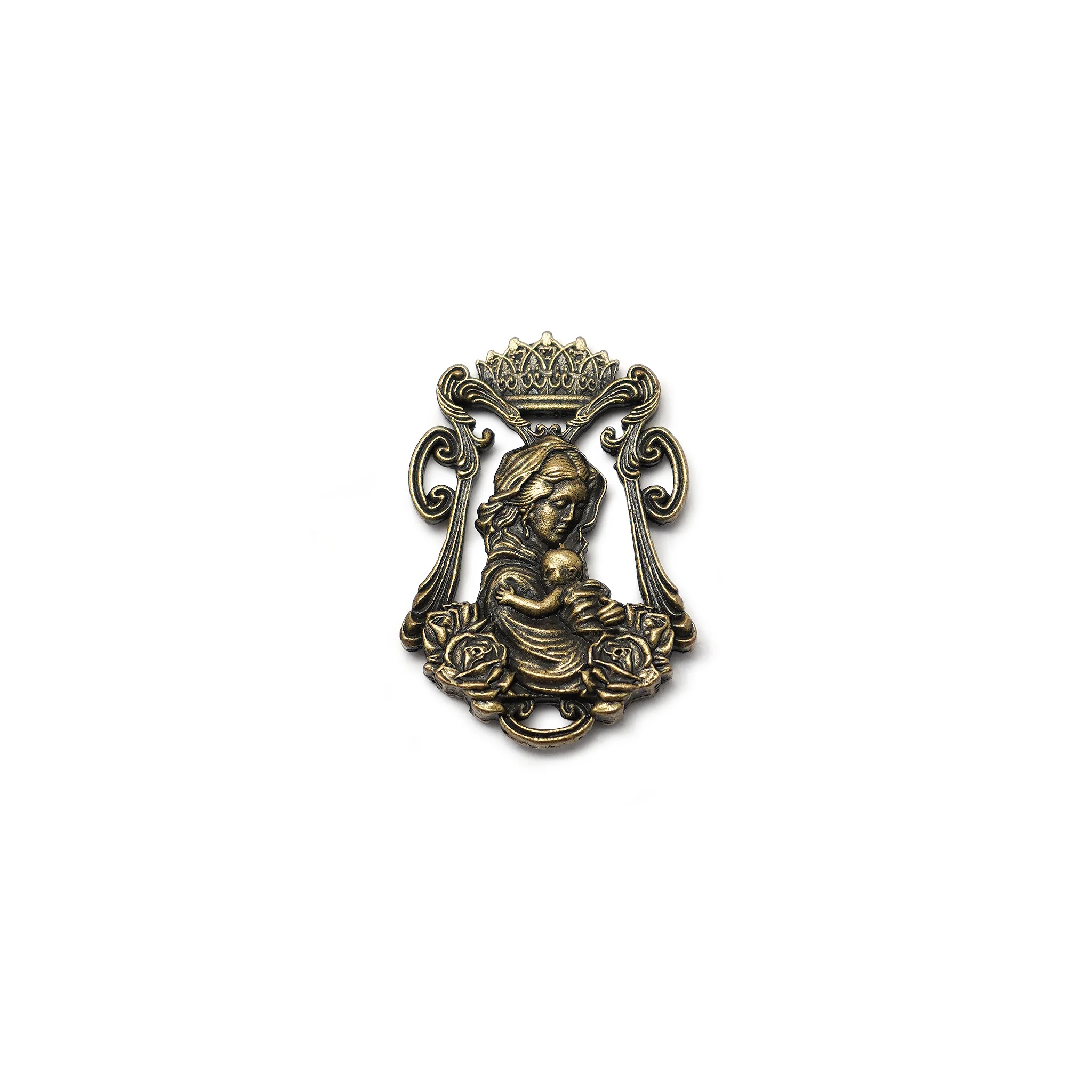 Madonna Roses in Bronze with White Murano Glass Rosary - Image 4