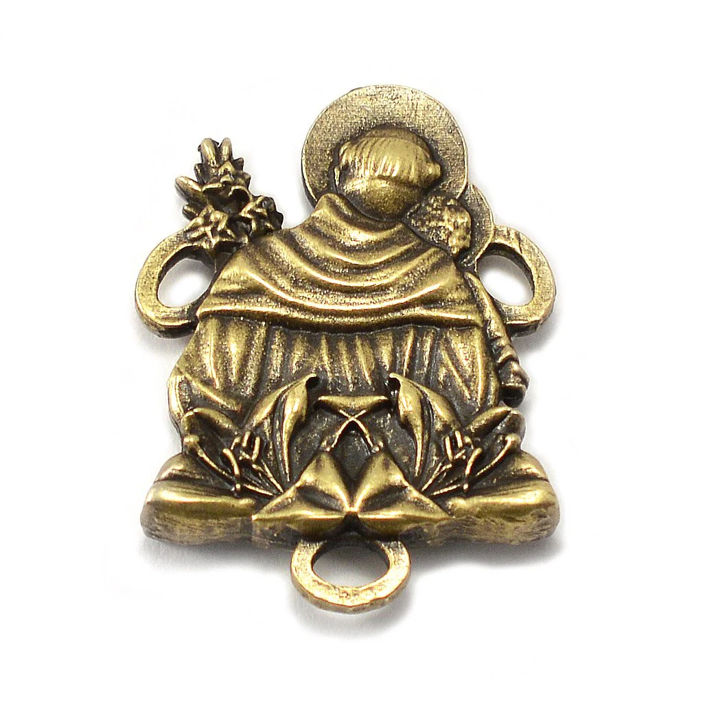 Saint Anthony Rosary in Antique Bronze and Olive Wood Beads - Image 5