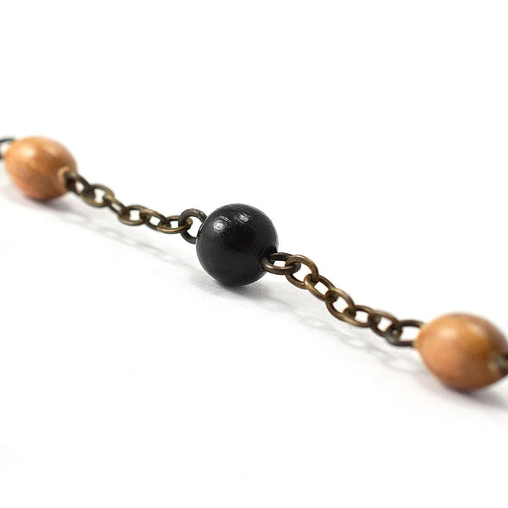Saint Anthony Rosary in Antique Bronze and Olive Wood Beads - Image 6