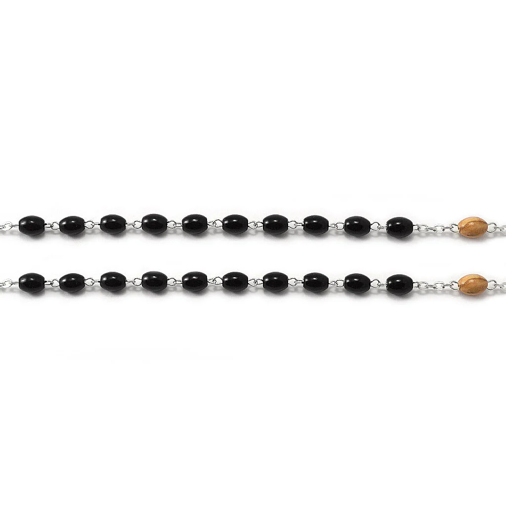 Saint Anthony Rosary in Antique Silver and Black Glass Beads - Image 4
