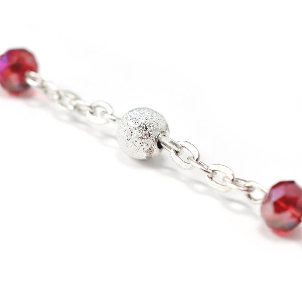 Saint Faustina Divine Mercy Rosary with Faceted Bohemian Glass Beads - Image 6