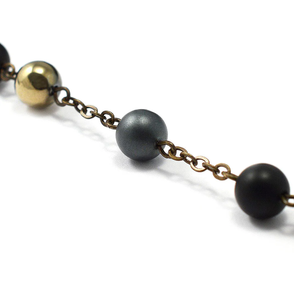 Saint Joseph Rosary in Bronze, Black & Hematite - Image 6
