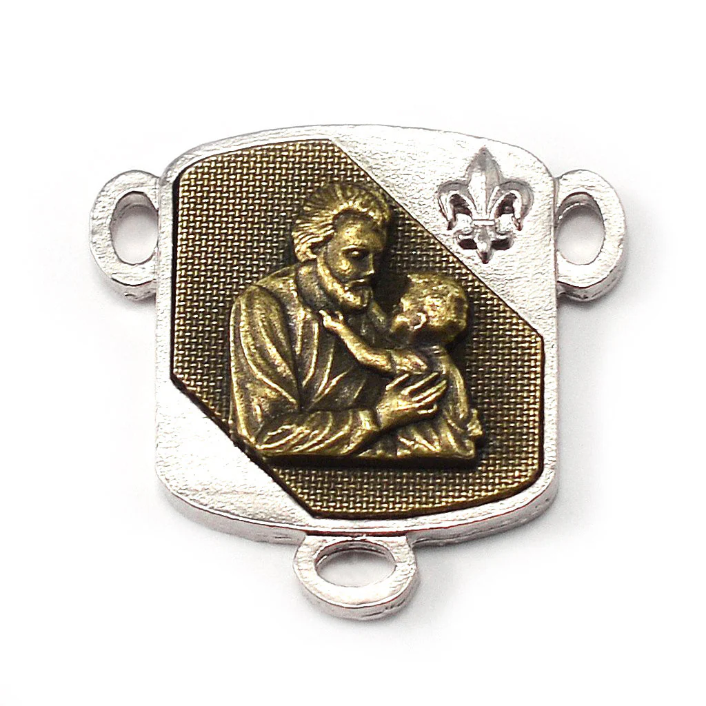 Saint Joseph Rosary in Bronze, Silver & Hematite - Image 4