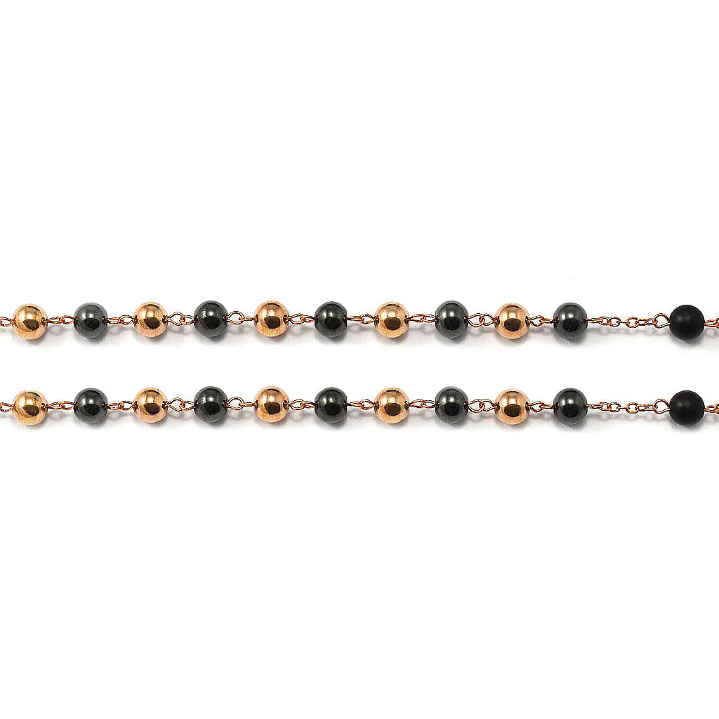 Saint Joseph Rosary in Copper, Gunmetal & Hematite - Image 7