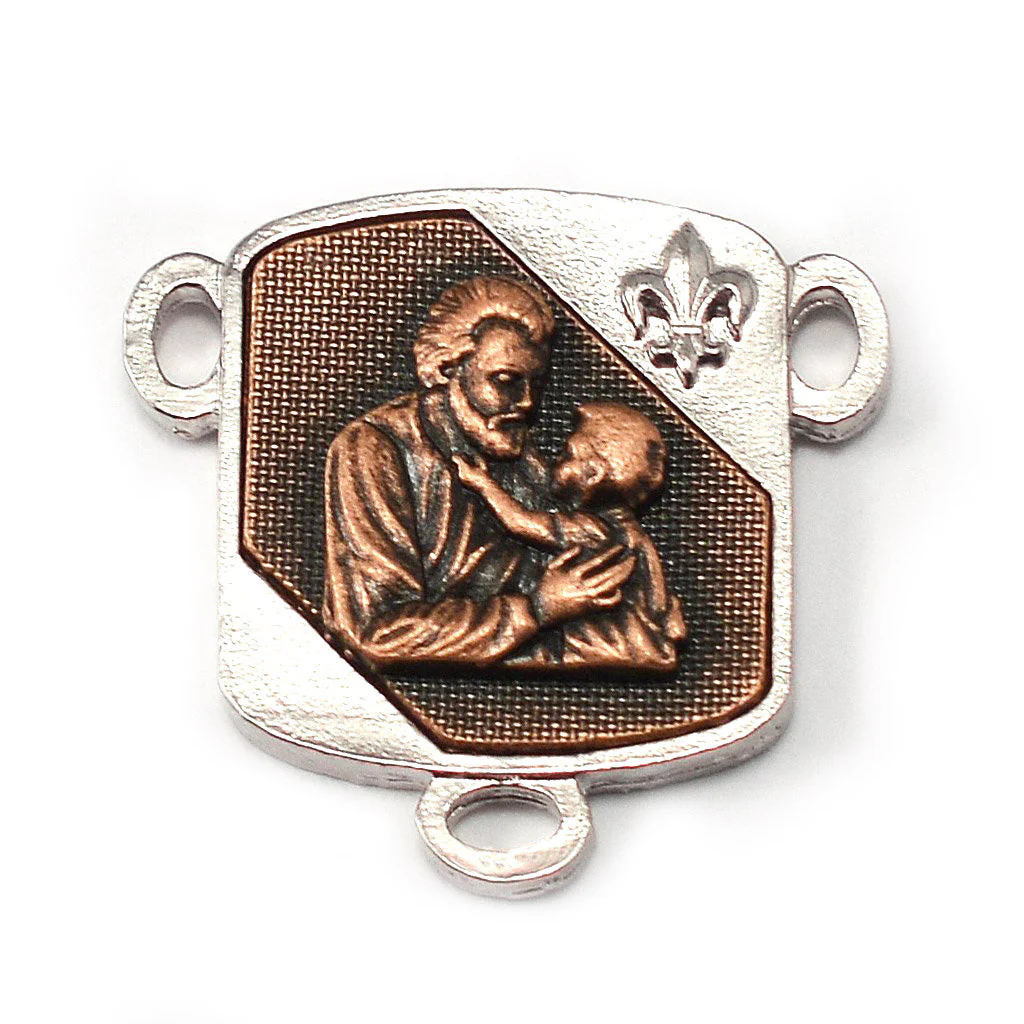 Saint Joseph Rosary in Copper, Silver & Hematite - Image 4