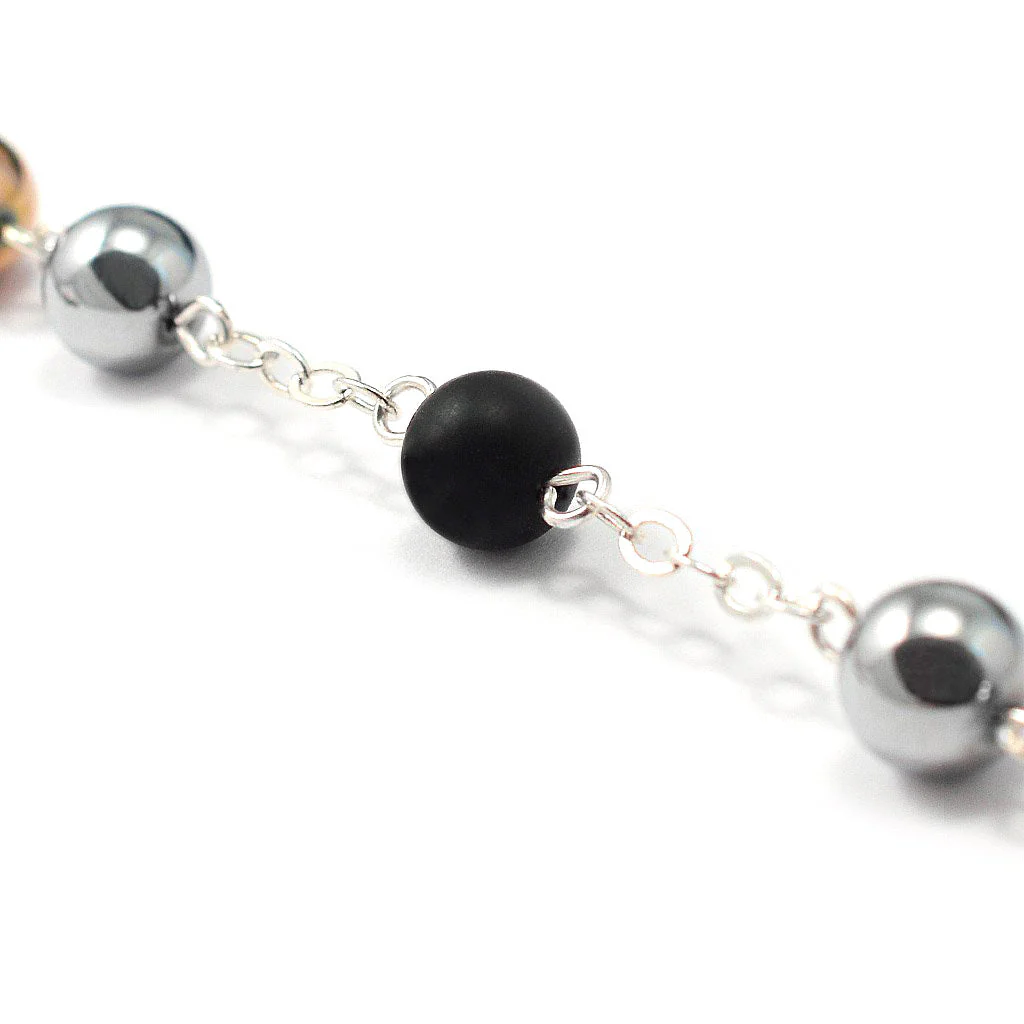 Saint Joseph Rosary in Copper, Silver & Hematite - Image 6