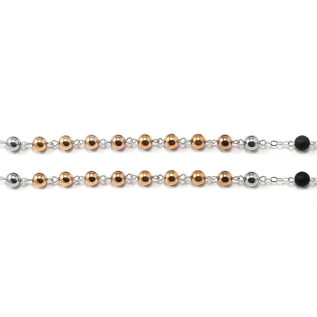 Saint Joseph Rosary in Copper, Silver & Hematite - Image 7
